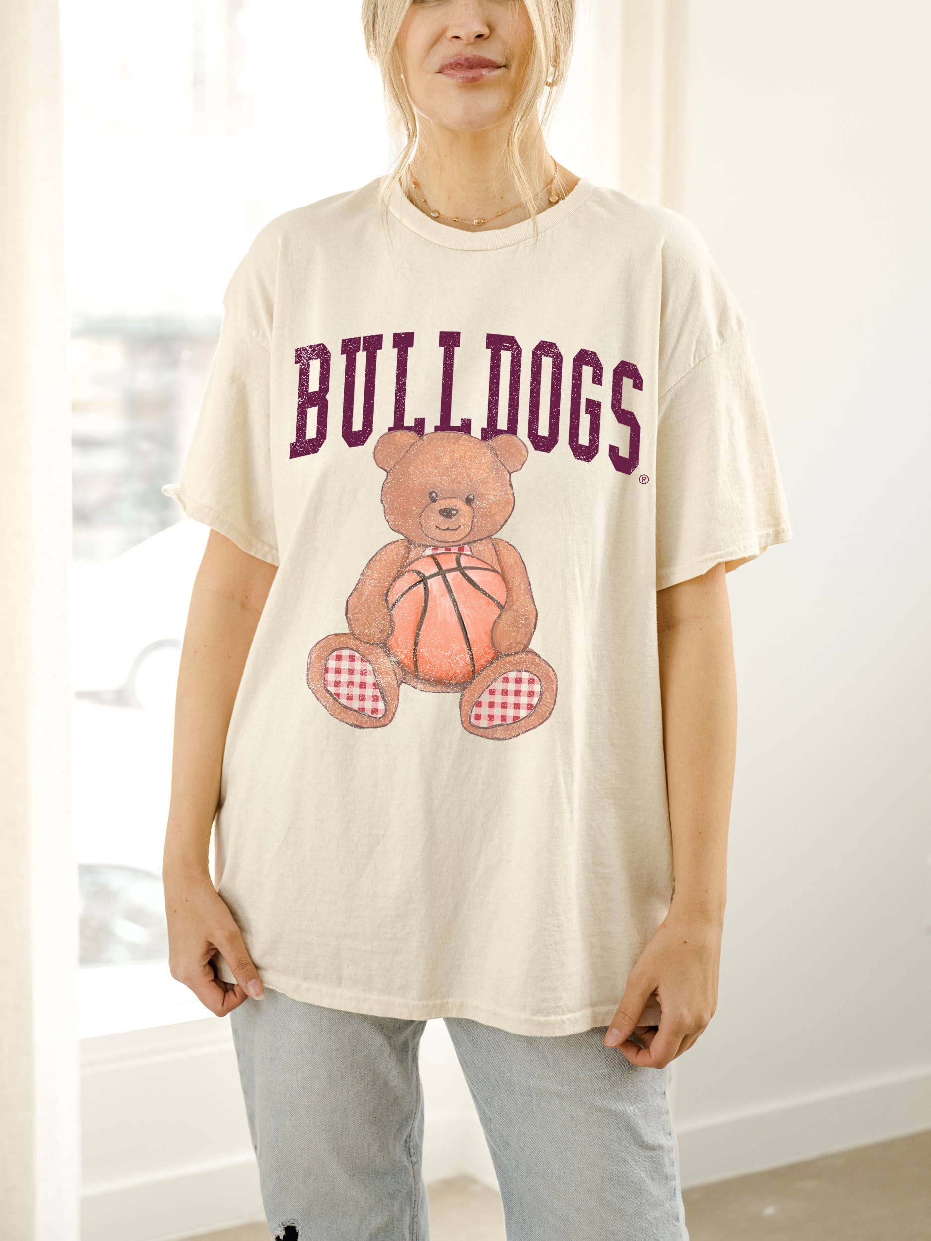 Mississippi State Bulldogs Basketball Bear Thrifted Tee Hoodie, Sweatshirt | PodTeesHub.com