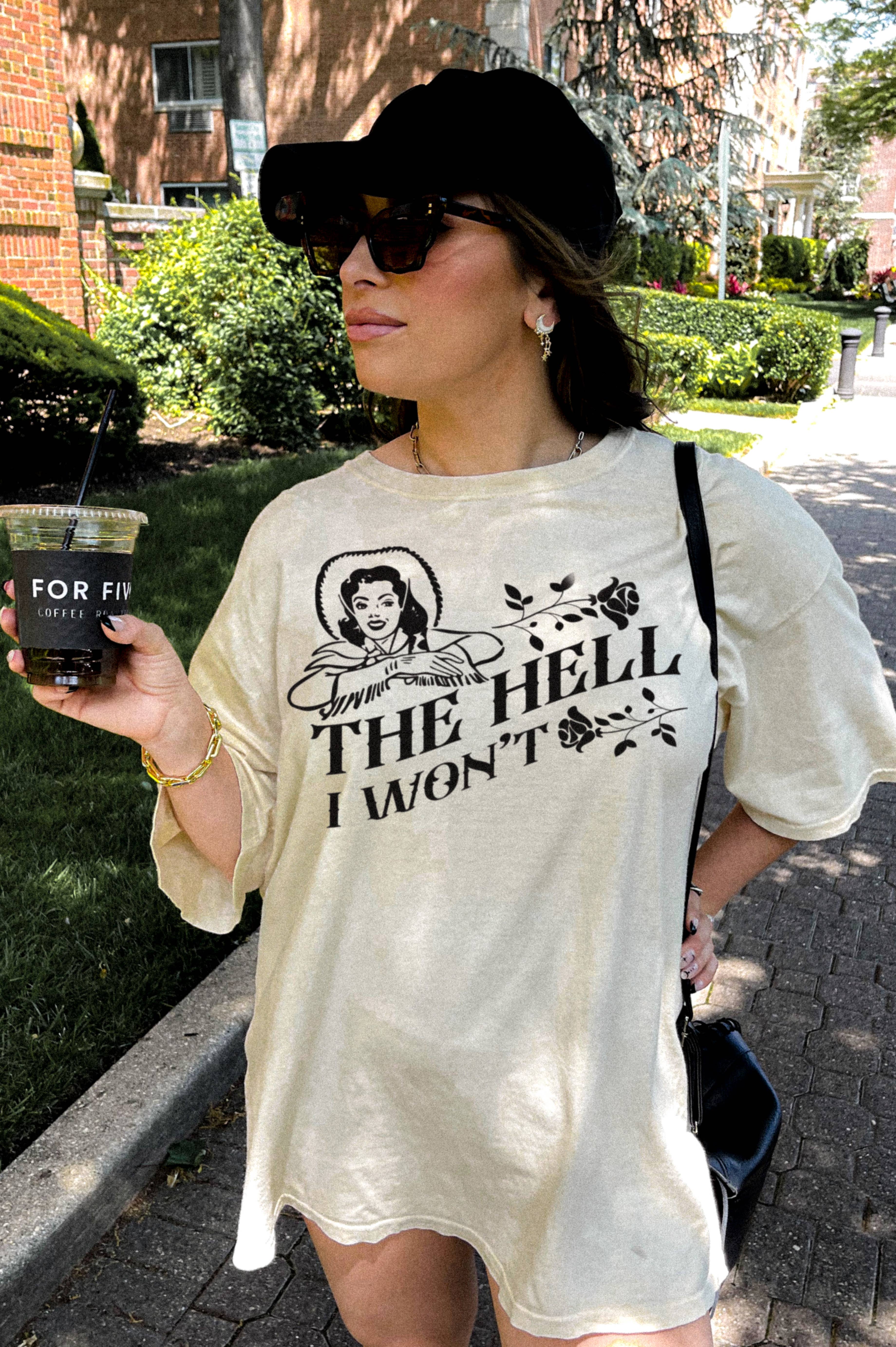 The Hell I Won't Western Cowgirl Graphic Tee - Ivory Hoodie, Sweatshirt | PodTeesHub.com