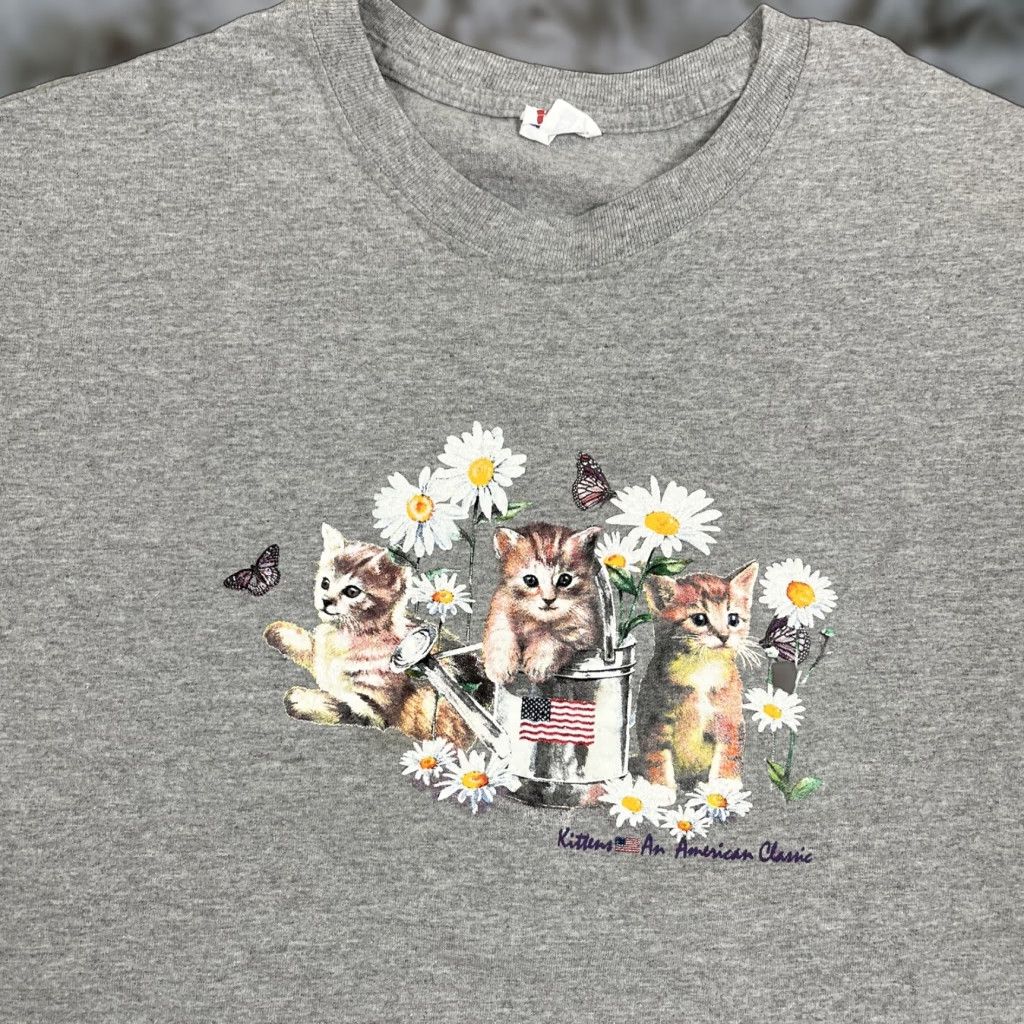 Vintage Hanes Cat 90s T Shirt Unisex Adults Xl Gray Crew Neck Short Sleeve Graphic Cats Pets V Hoodie, Sweatshirt