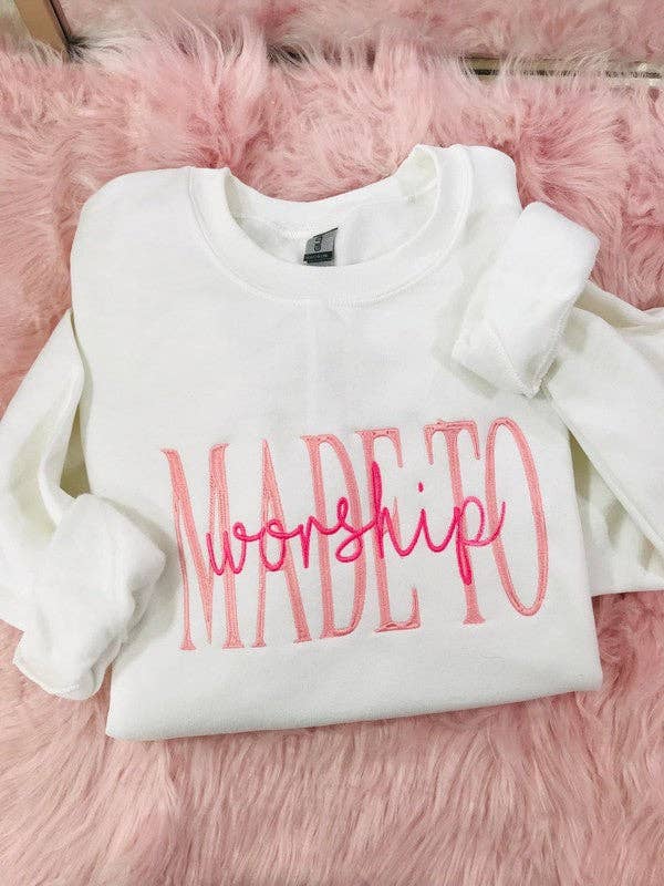 Made To Worship Embroidered Sweatshirt T-Shirts, Hoodie | PodTeesHub.com