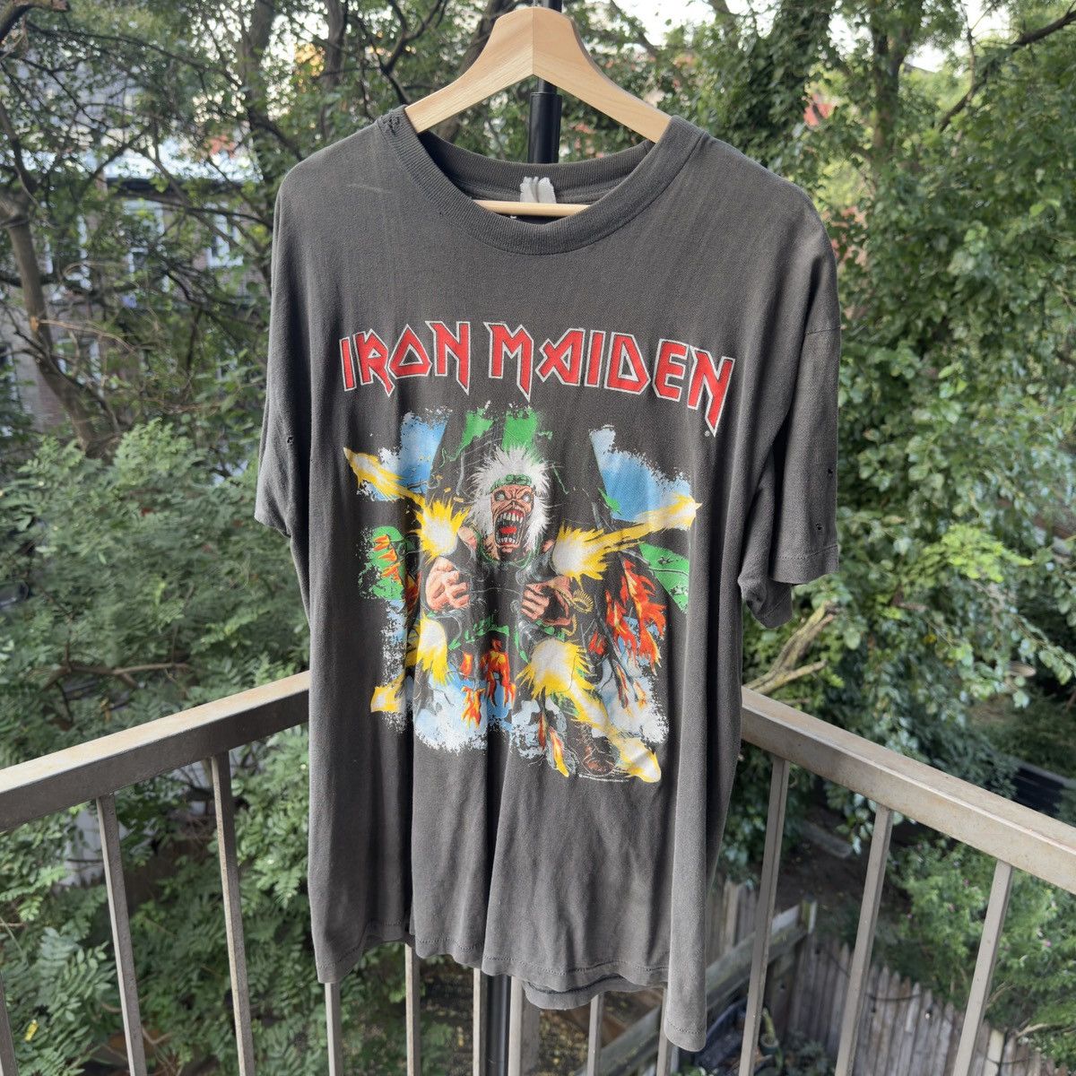 Band Tees 90s Iron Maiden Tailgunner Europe Tour Tee Faded Erd Grunge Hoodie, Sweatshirt | PodTeesHub.com