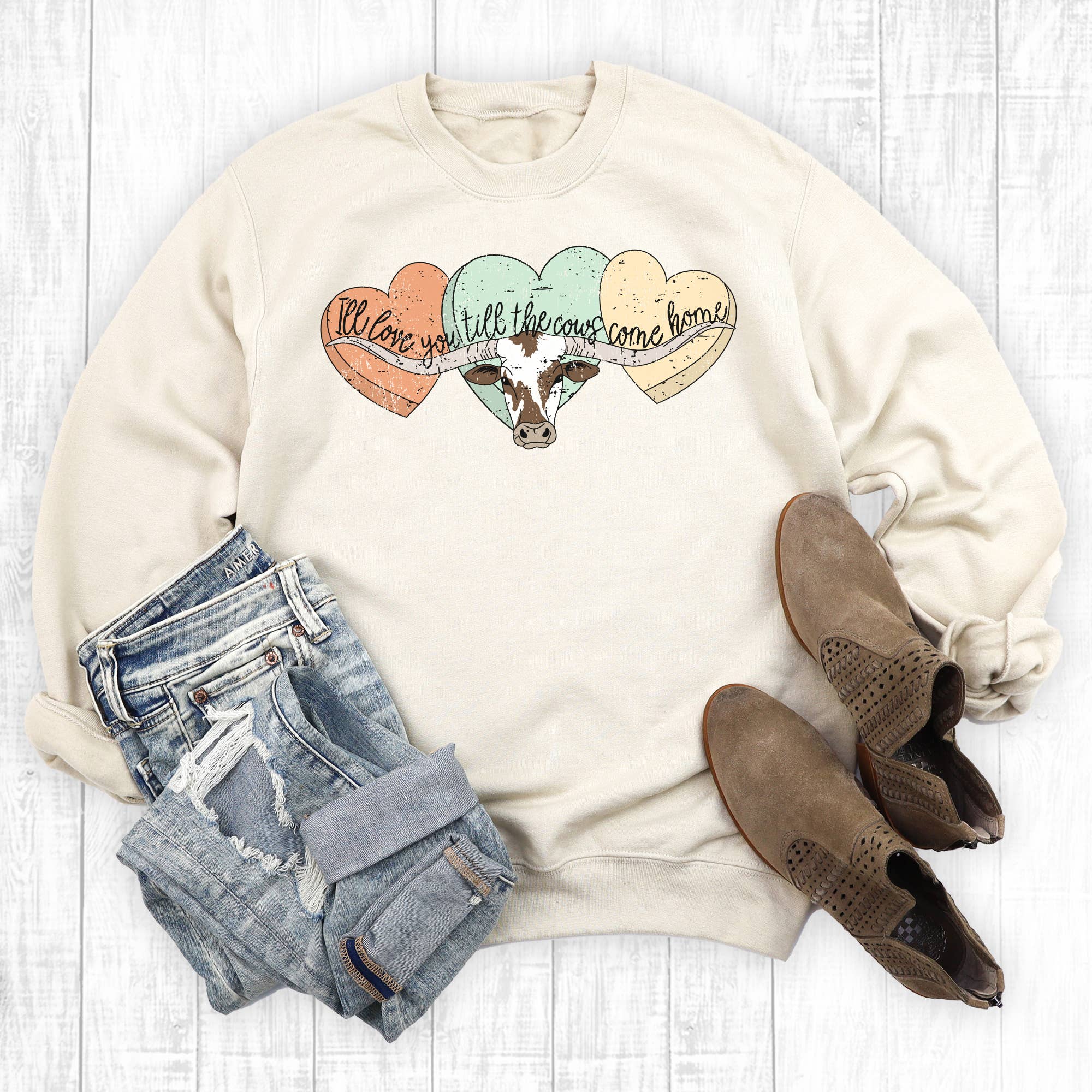 Valentines I'll Love You Till the Cows Come Home Sweatshirt T-Shirts, Hoodie | PodTeesHub.com