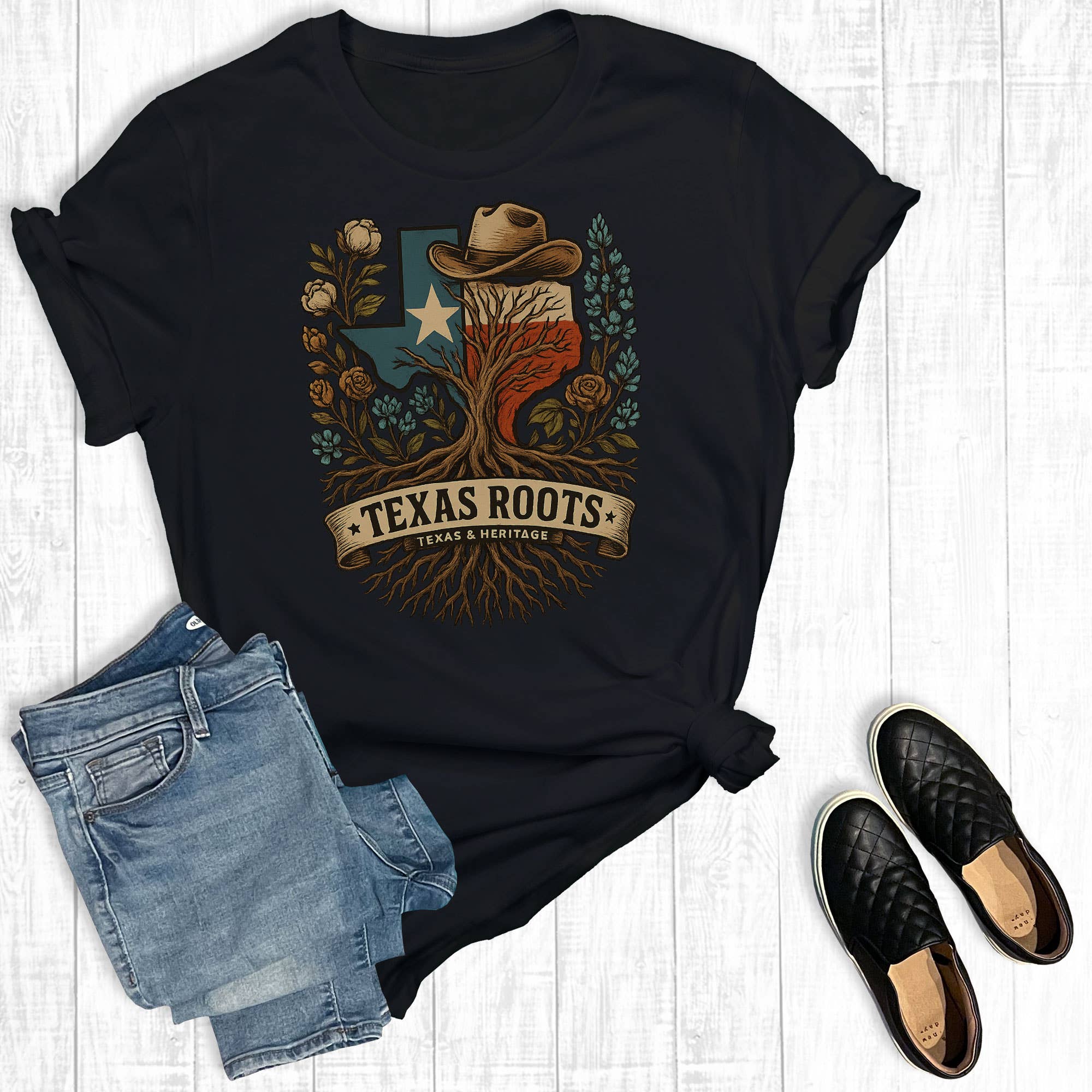 Western Texas Roots Graphic Tee Hoodie, Sweatshirt | PodTeesHub.com