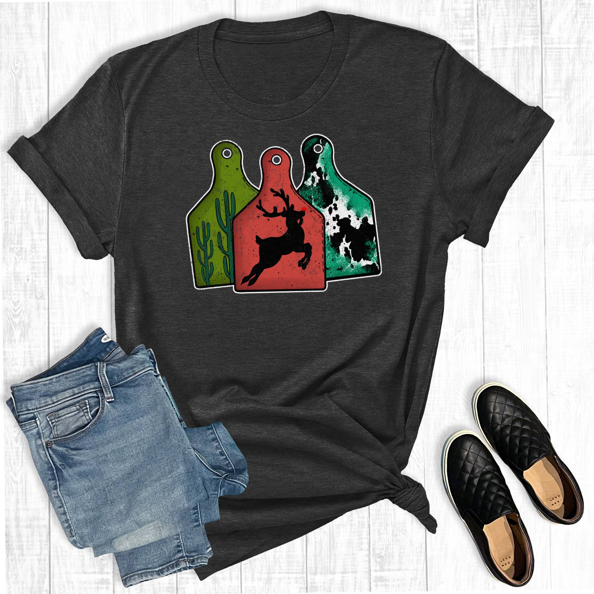 Western Christmas Cattle Tags Graphic Tee Hoodie, Sweatshirt | PodTeesHub.com