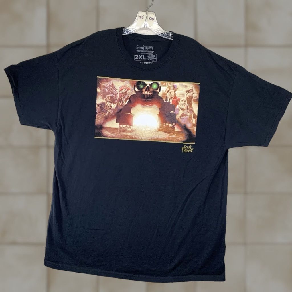 Vintage Sea Of Thieves Video Game T Shirt Men 2xl Black Short Sleeve Logo Glitter Gaming Hoodie, Sweatshirt | PodTeesHub.com