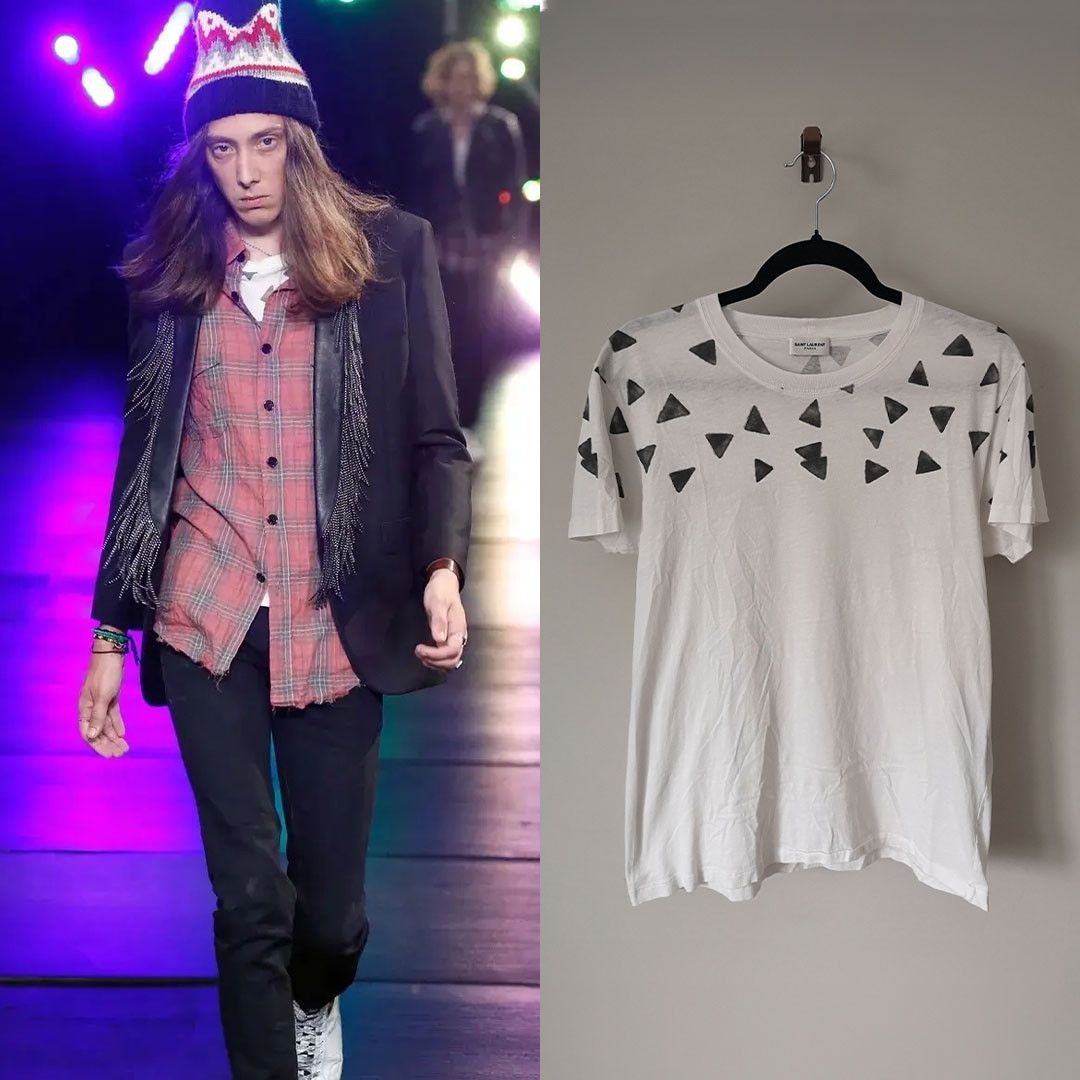 Laurent Paris Saint Laurent Paris Ss16 Black Triangles White T Shirt Hoodie, Sweatshirt | PodTeesHub.com