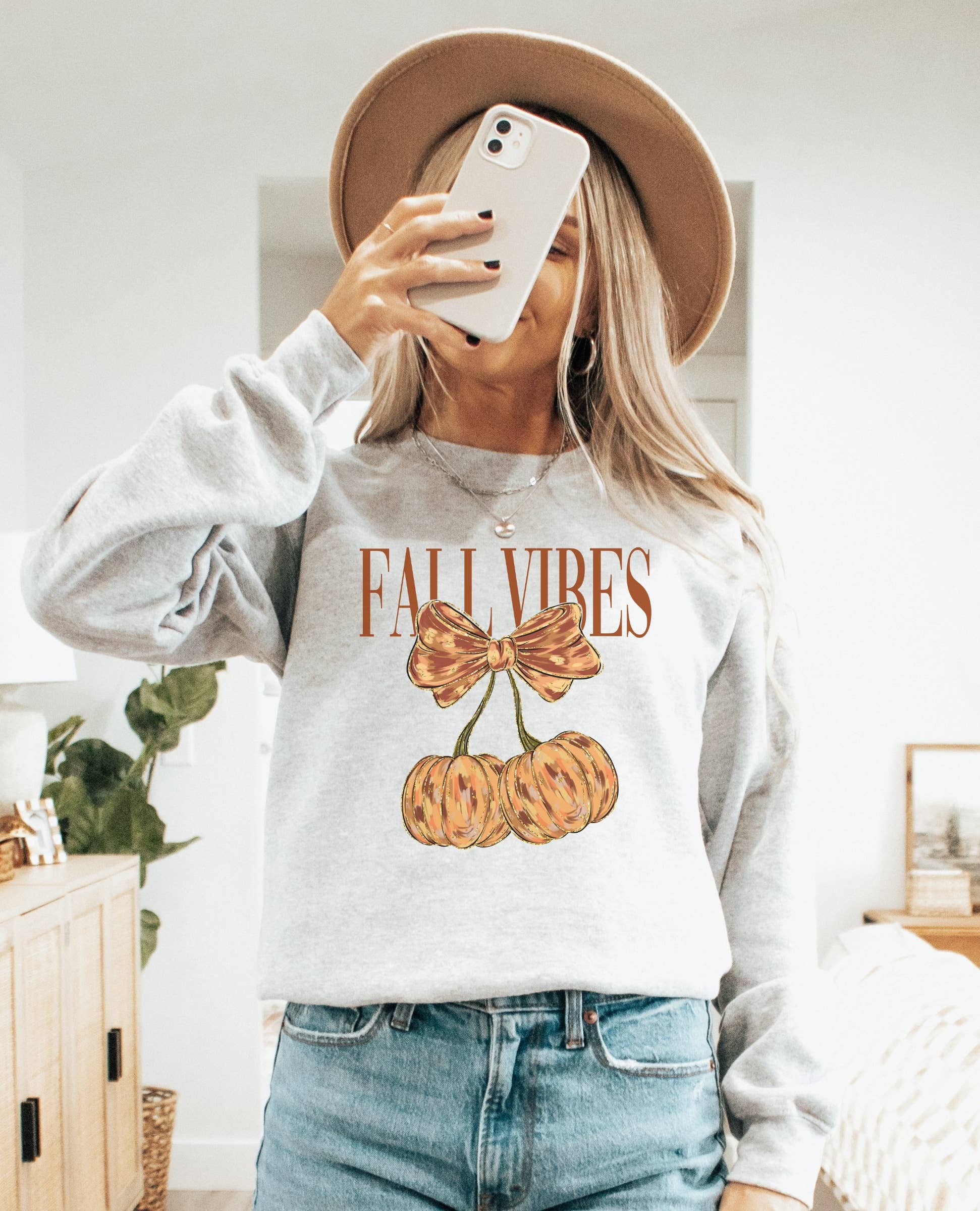 Pumpkin Fall Vibes Crew Neck Sweatshirt | Trending T-Shirts, Hoodie | PodTeesHub.com