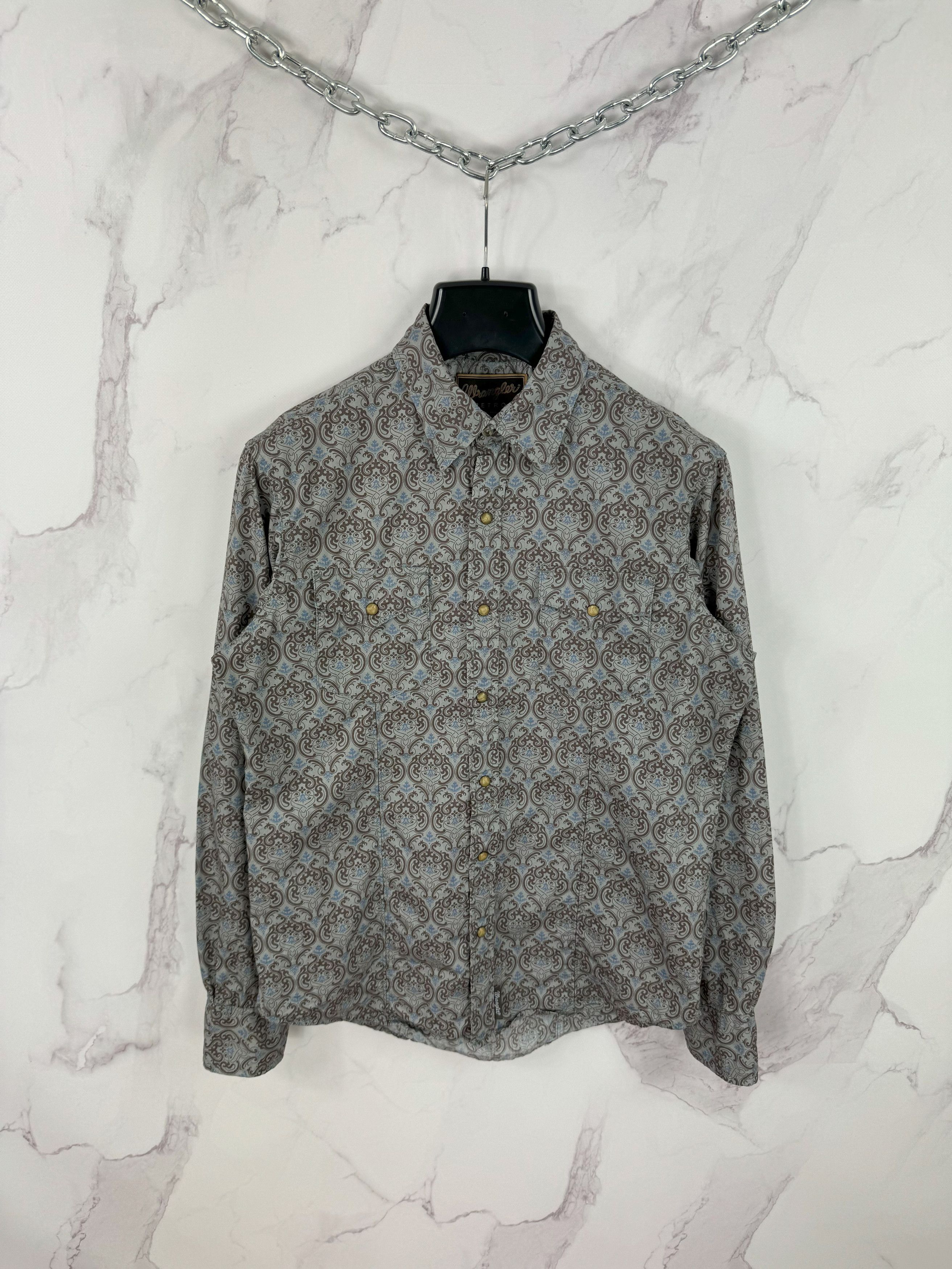 Men S Wrangler Retro Premium Ls Western Snap Printed Shirt Hoodie, Sweatshirt | PodTeesHub.com