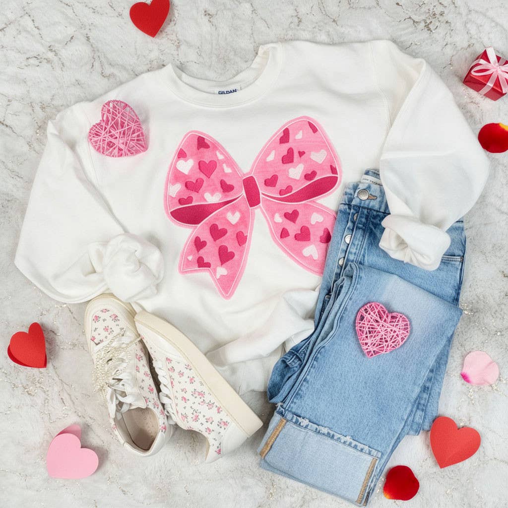Fluffy Heart Bow Sweatshirt T-Shirts, Hoodie | PodTeesHub.com
