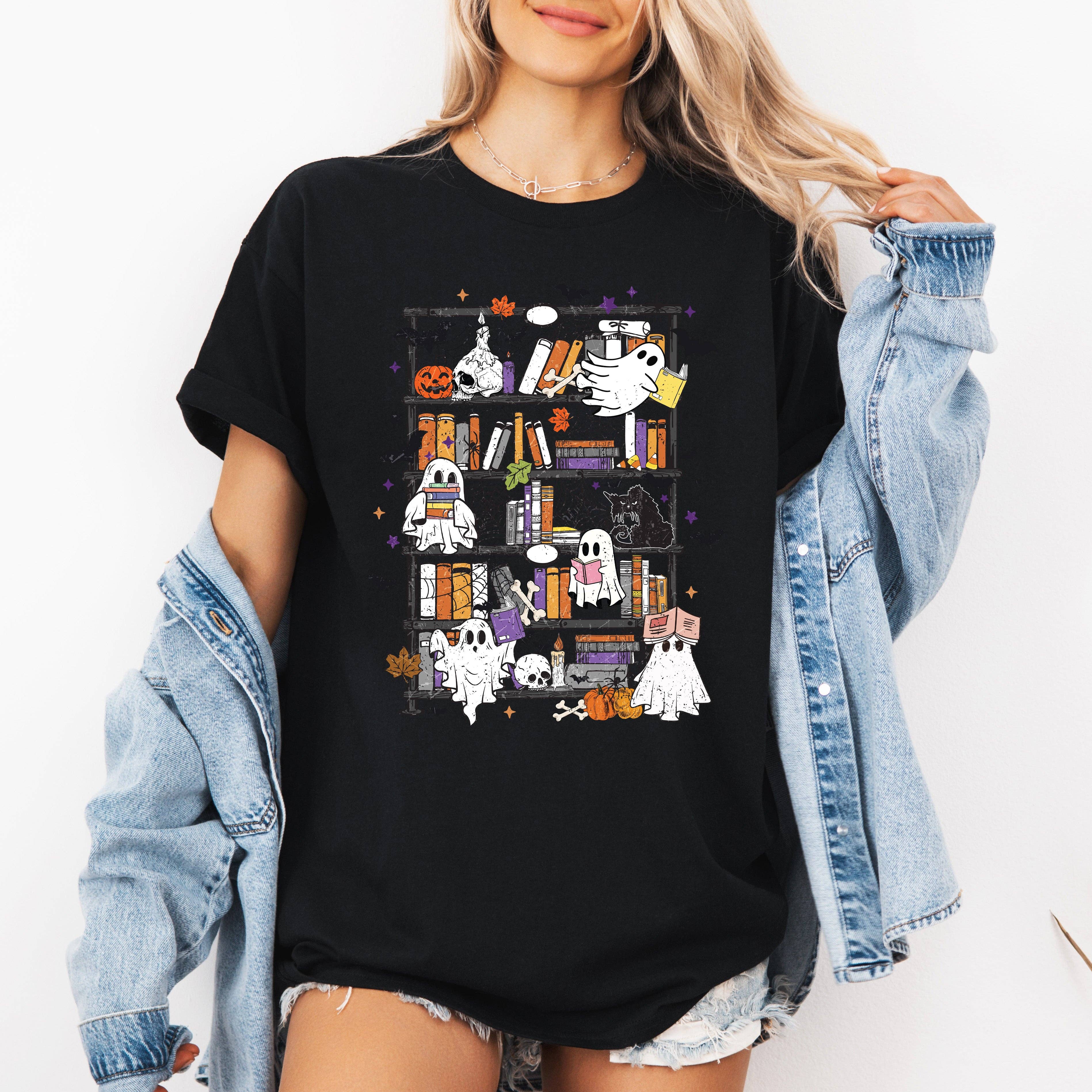 Reading Ghosts, Bookish, Library Halloween, Booktok  Tshirt Hoodie, Sweatshirt | PodTeesHub.com