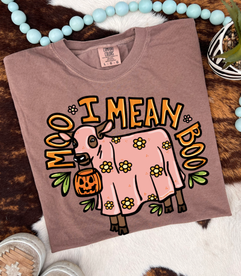 Boo, I Mean Moo Graphic Tee - Multiple Color & Style Options Hoodie, Sweatshirt | PodTeesHub.com