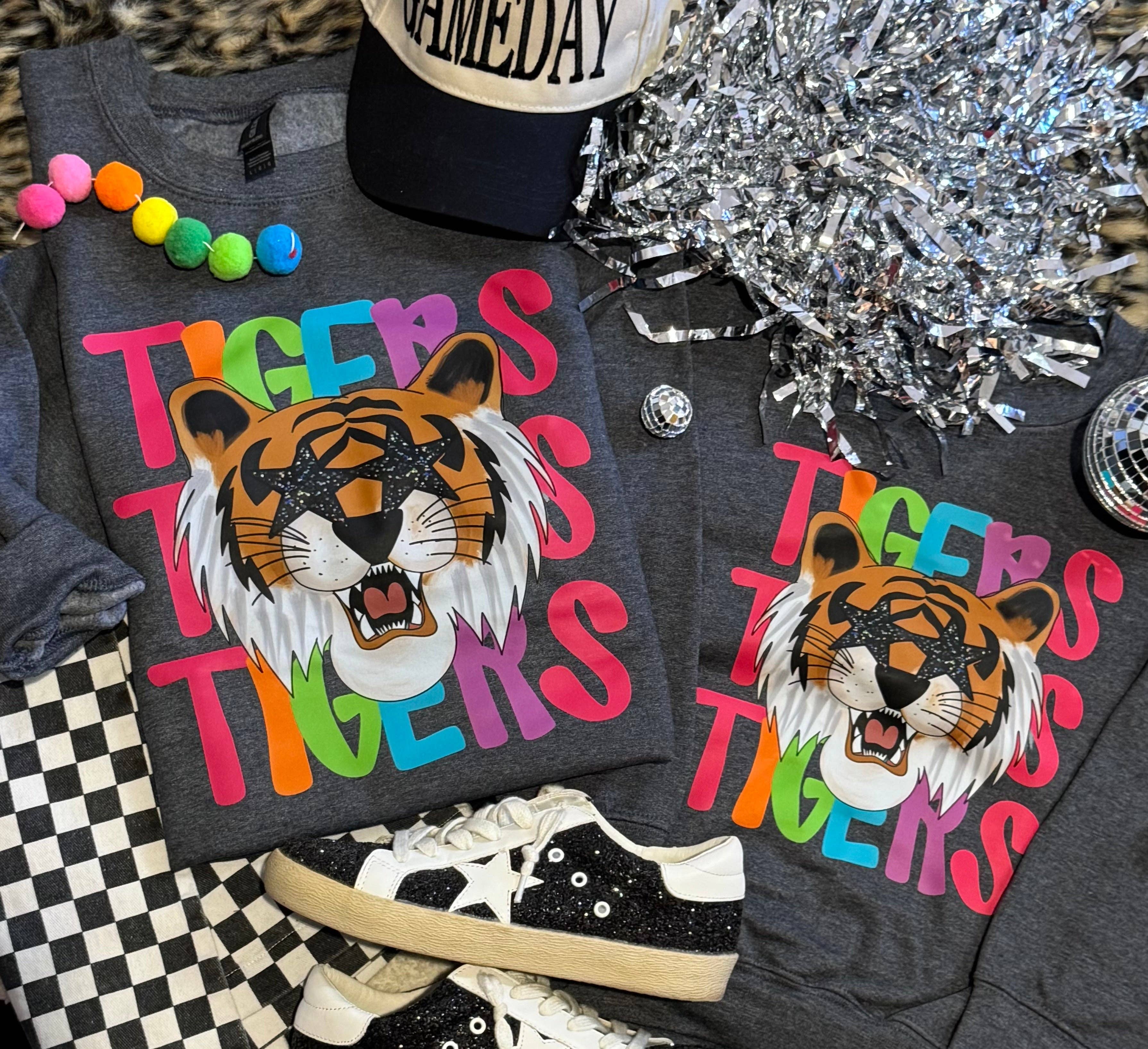 Tigers Neon Mascot Sweatshirt T-Shirts, Hoodie | PodTeesHub.com