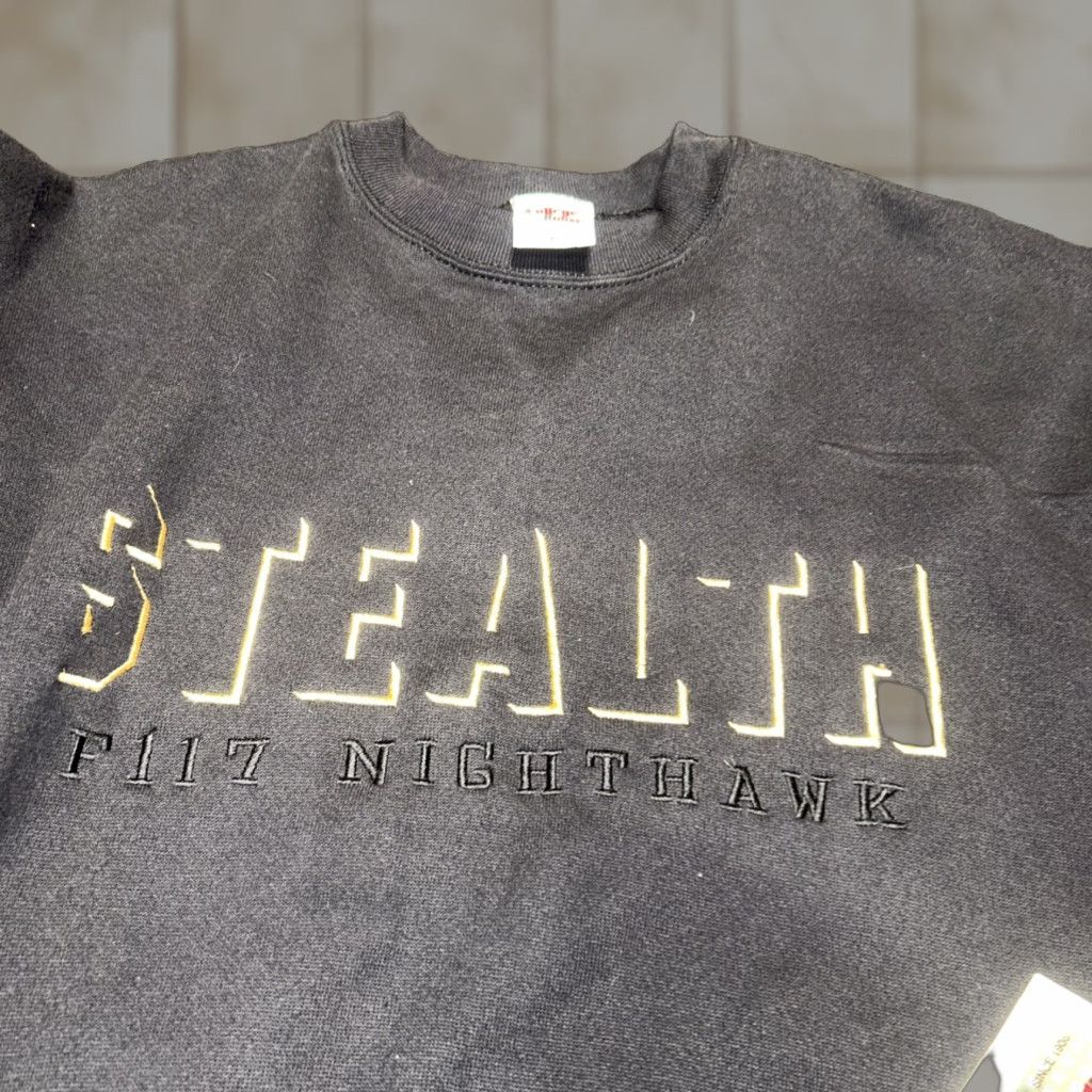 Vintage College House Sweatshirt Crewneck Xl Black F 117 Nighthawk Stealth Fighter Jet Graph T-Shirts, Hoodie