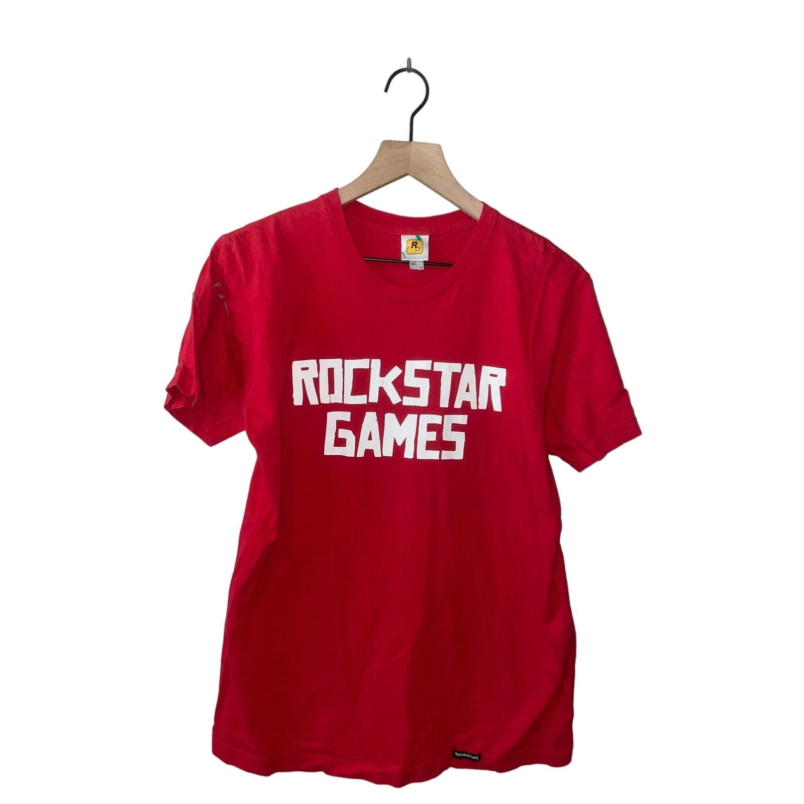 Games Vintage Rockstar Games Shirt Red Video Gaming Promo Stained Hoodie, Sweatshirt | PodTeesHub.com
