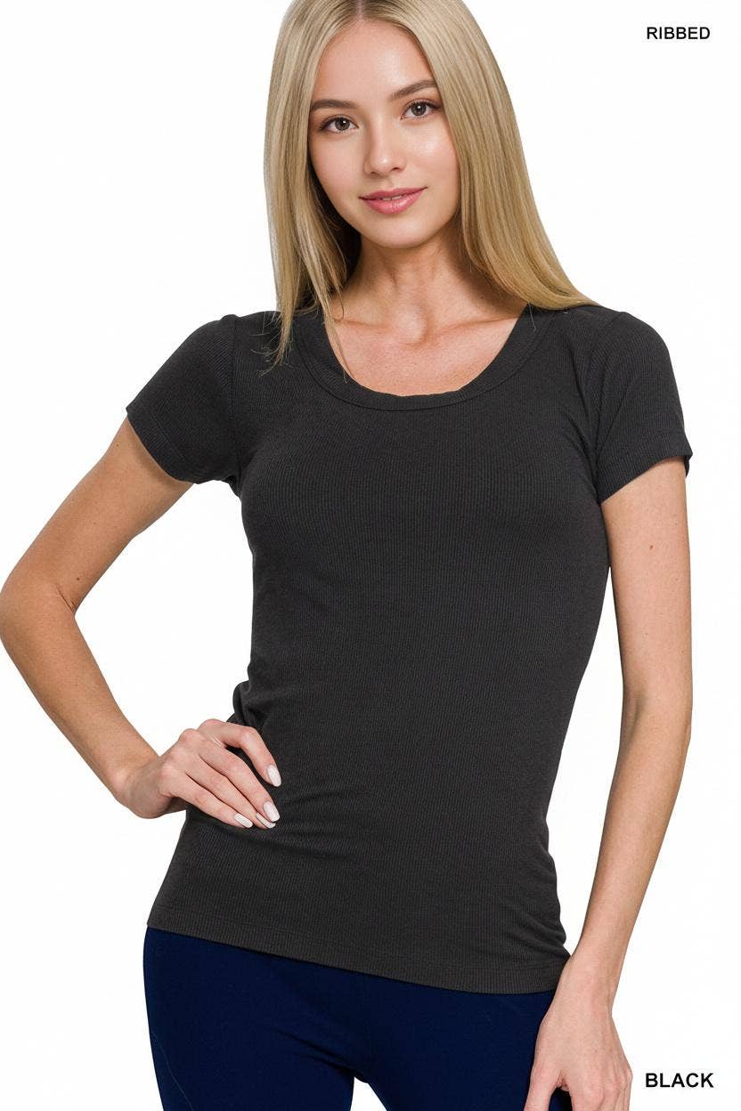 ..SI-27227 Ribbed Short Sleeve Tee Hoodie, Sweatshirt | PodTeesHub.com