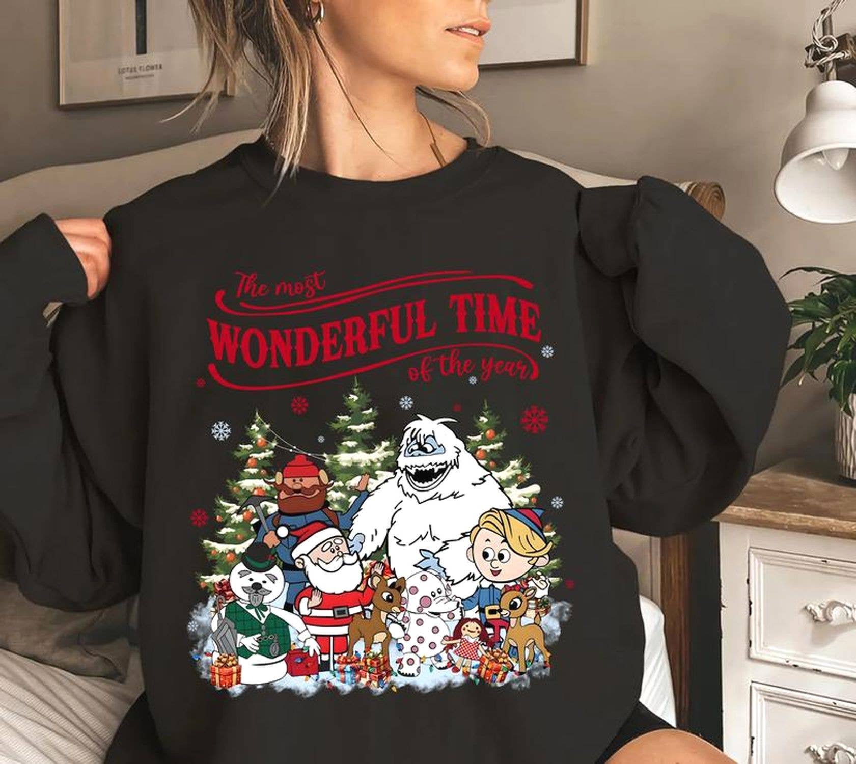 Christmas Cartoon Rudolph Shirt - Most Wonderful Time Hoodie, Sweatshirt | PodTeesHub.com