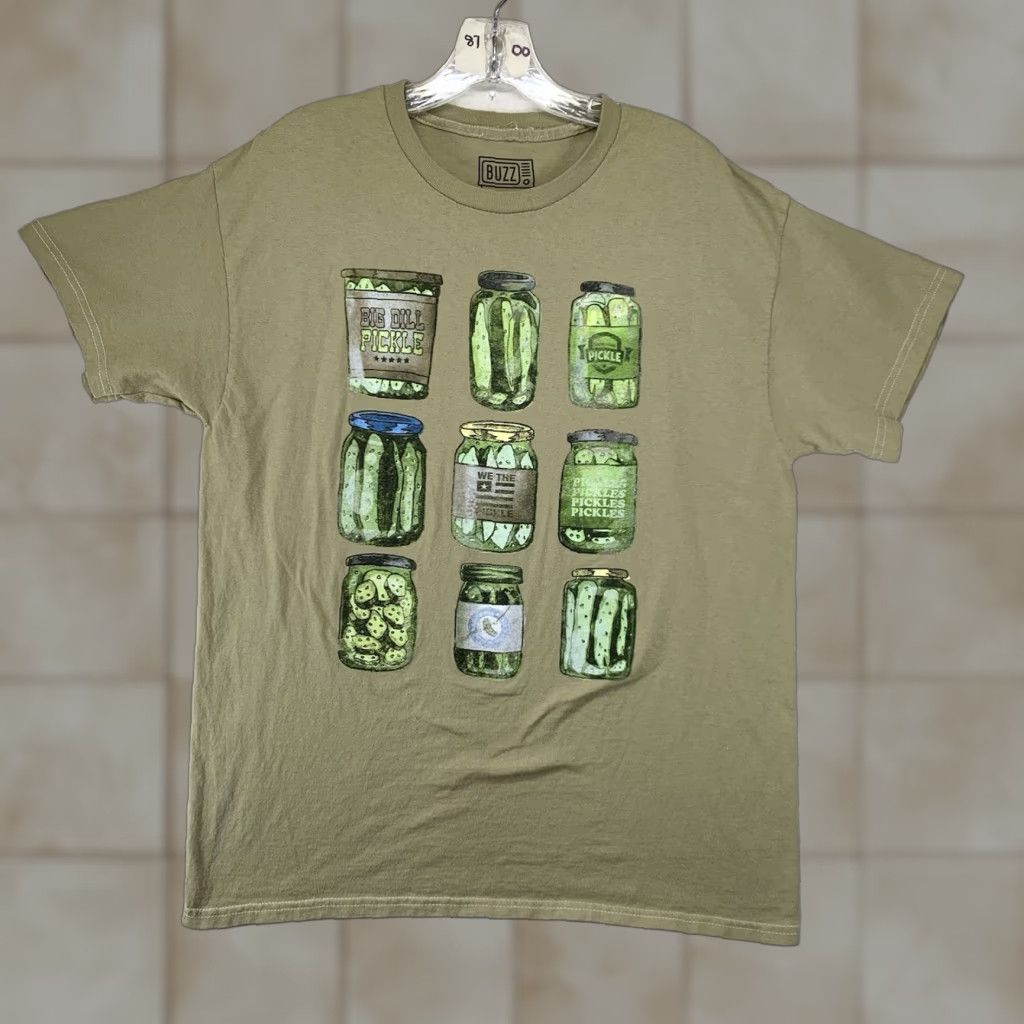 Etro Buzz Retro Canned Pickle T Shirt Adult Large All Cotton Unisex Summer Spring Funny Nature Retro Hoodie, Sweatshirt