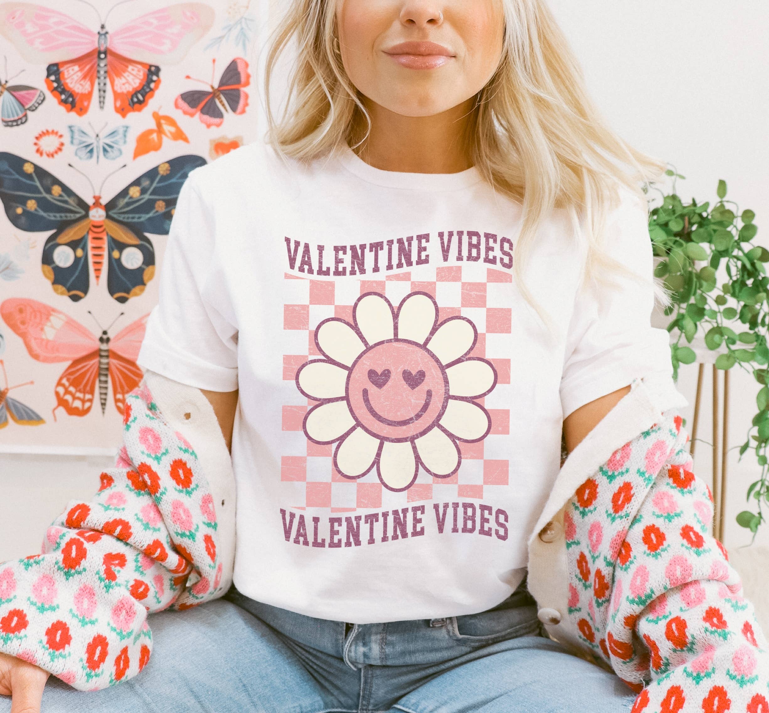 Valentine Vibes Checker | Valentines Day Graphic Tee Hoodie, Sweatshirt | PodTeesHub.com