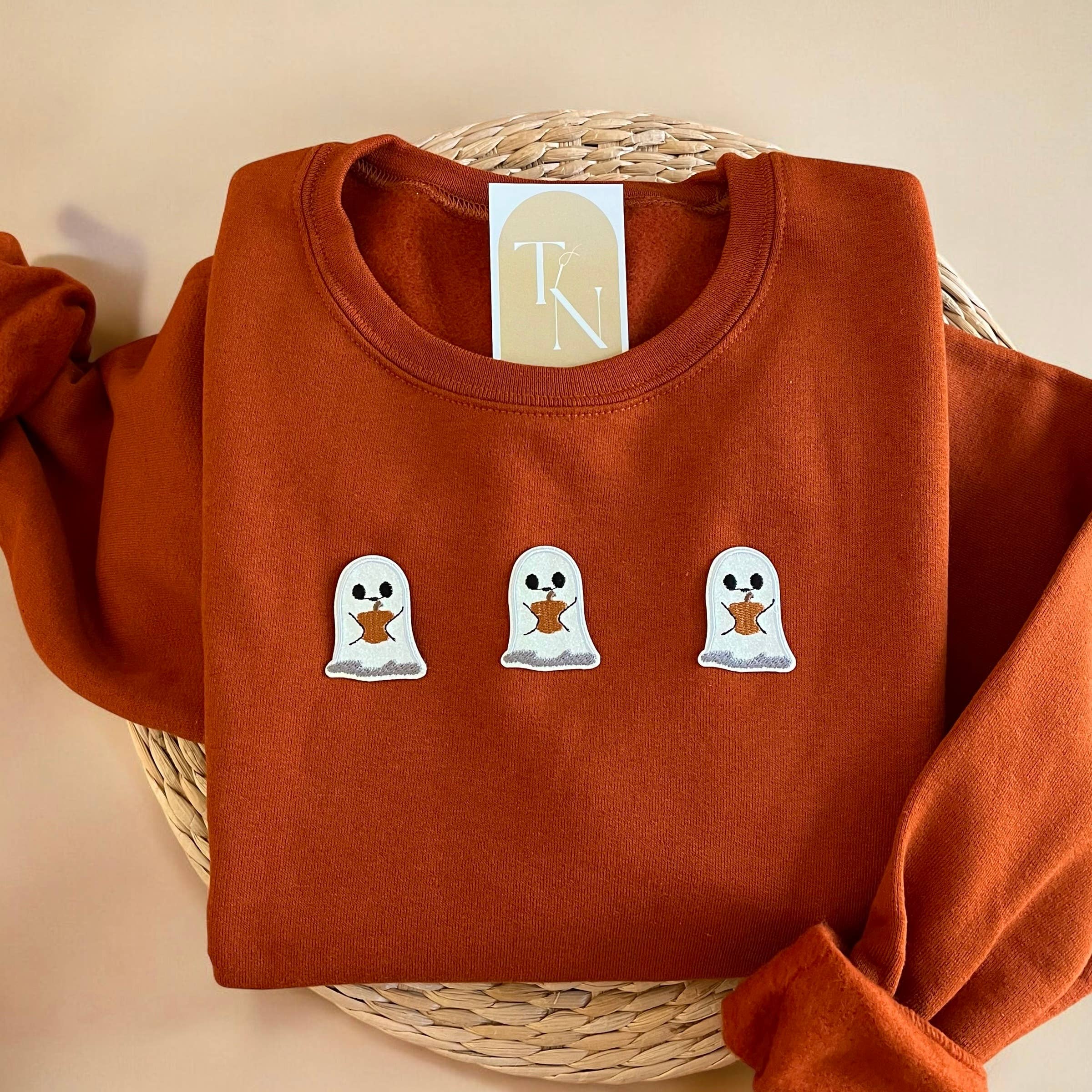 Glittery Ghost Pumpkin Halloween Sweatshirt, Fall Sweatshirt T-Shirts, Hoodie | PodTeesHub.com