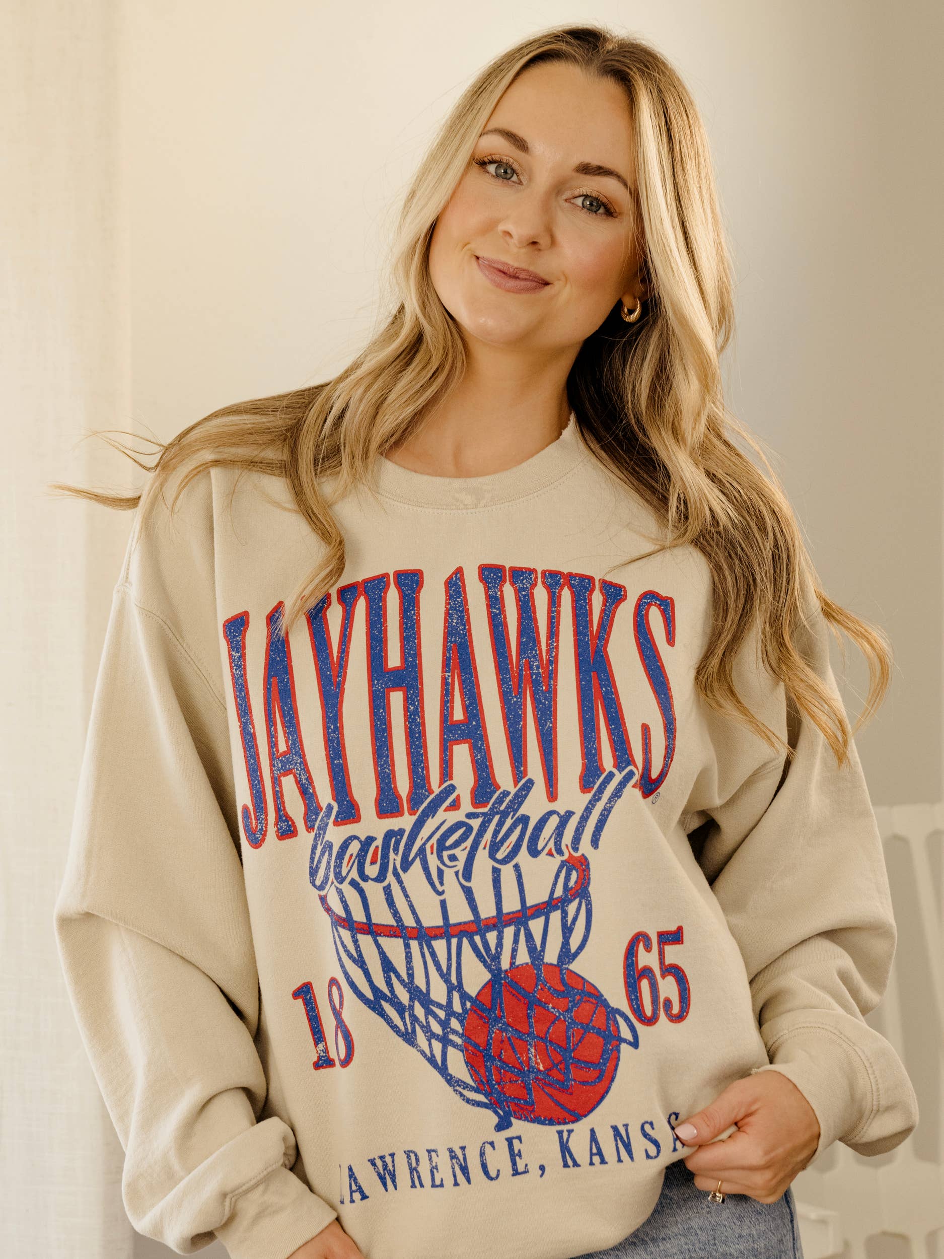 Ku Jayhawks Big Basketball Sand Thrifted Sweatshirt T-Shirts, Hoodie | PodTeesHub.com