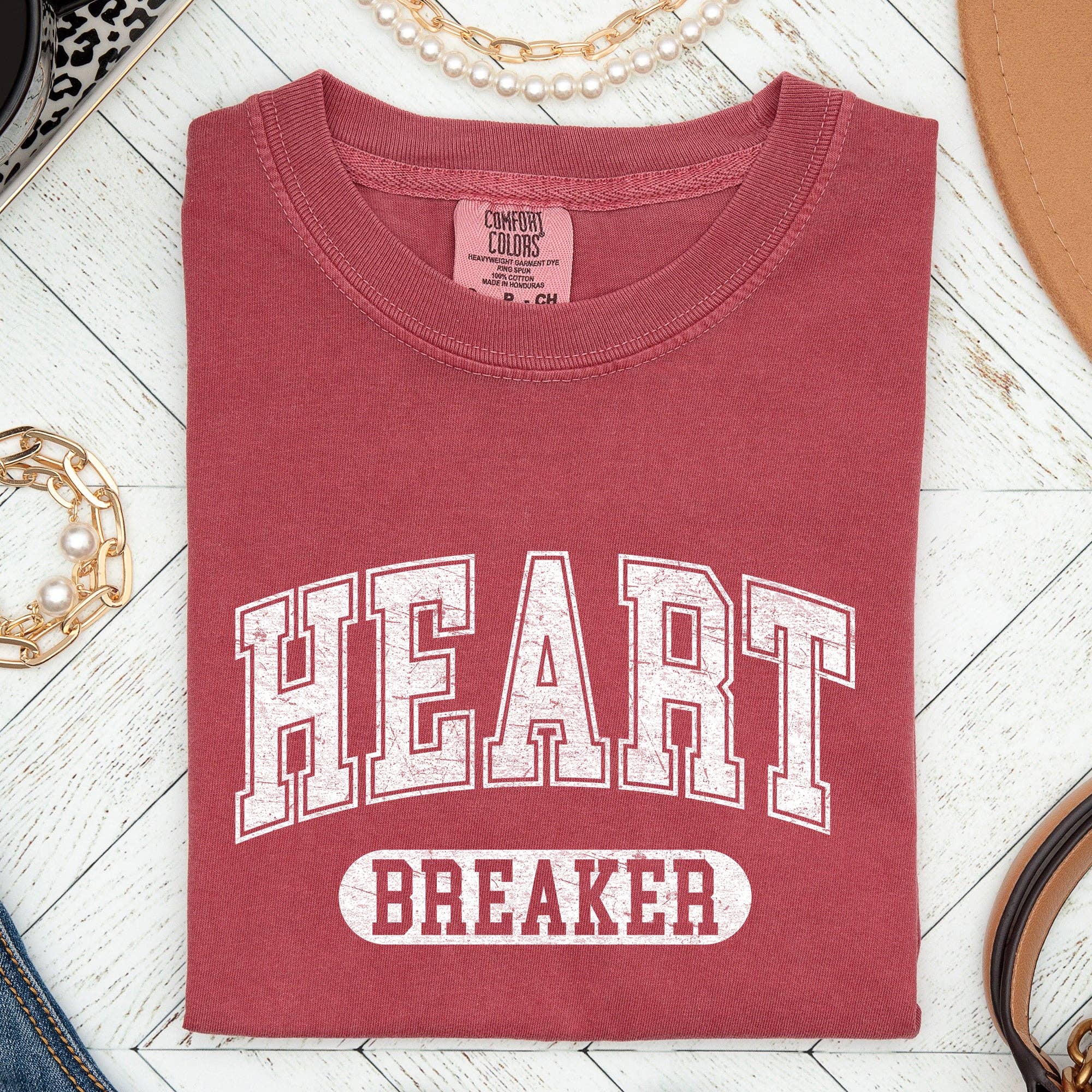 Heart Breaker, Collegiate, Love, Comfort Colors Tshirt, Valentine's Day Hoodie, Sweatshirt | PodTeesHub.com