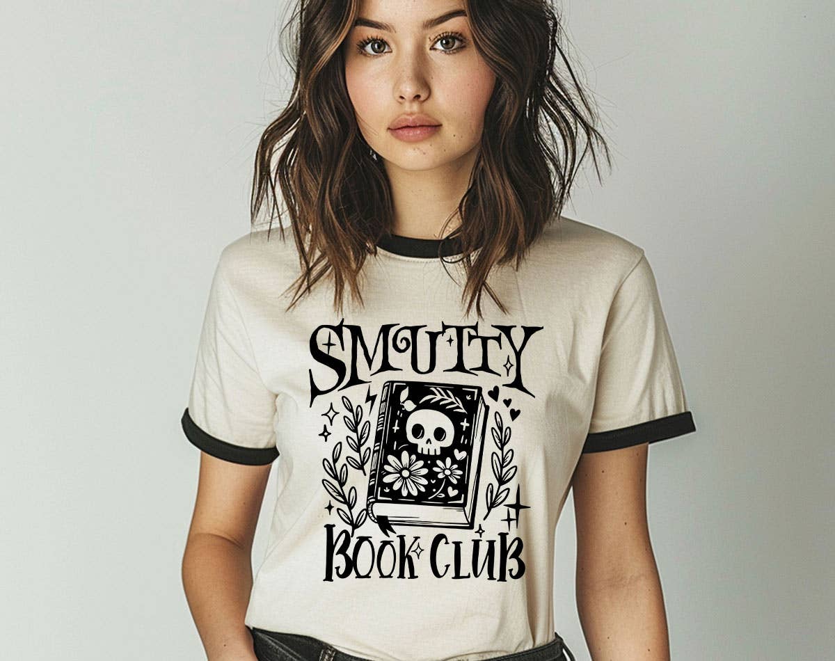 Smutty Book Club - Funny Book Reading Ringer Tee Hoodie, Sweatshirt | PodTeesHub.com