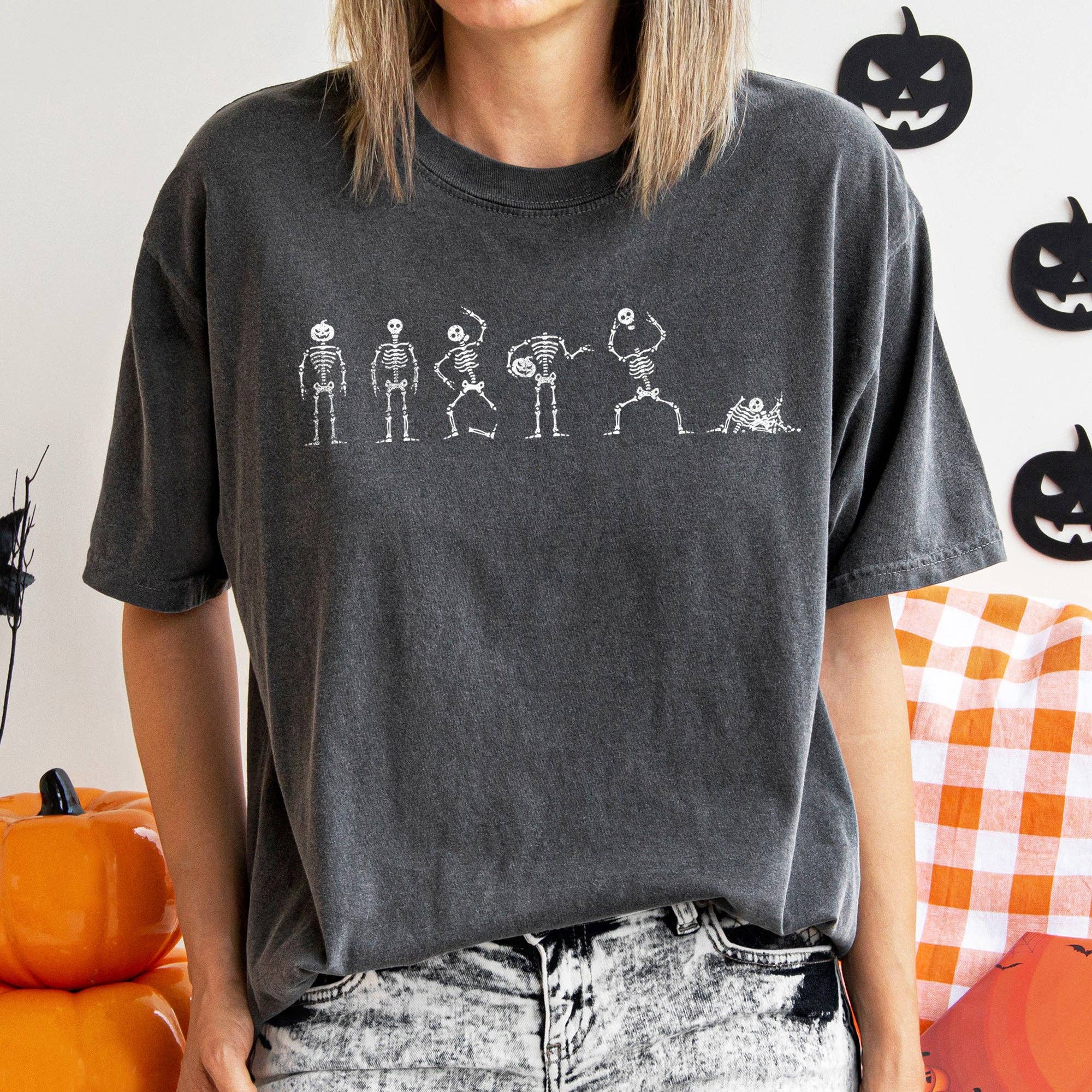Six Dancing Skeletons T-Shirt White Print Hoodie, Sweatshirt | PodTeesHub.com