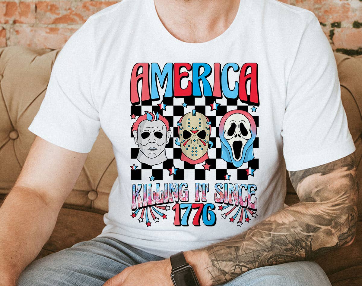 America Killing It 1776 - USA Horror July 4th Summer Shirt Hoodie, Sweatshirt | PodTeesHub.com