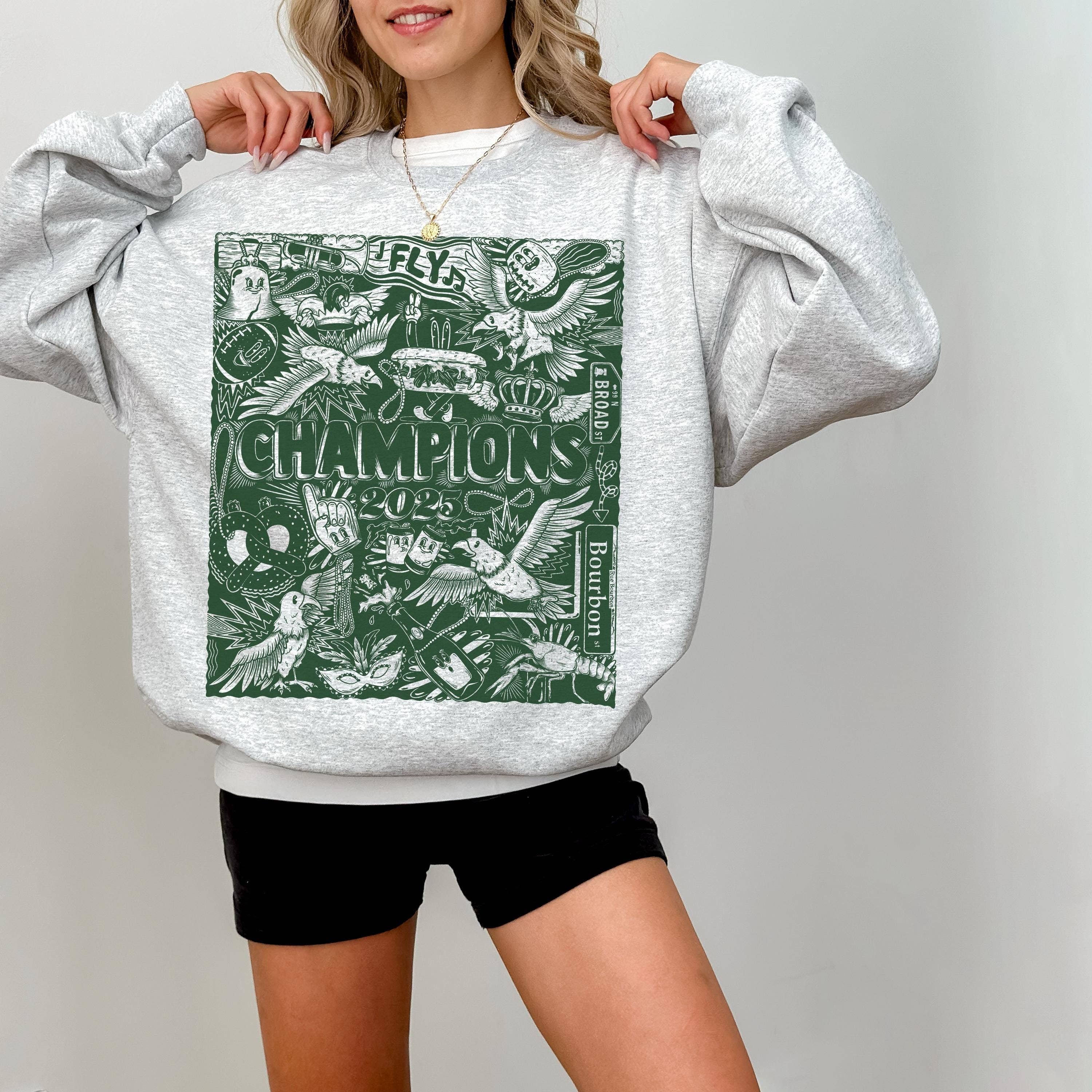 Vintage Eagle Shirt, 2025 Champions Game Day Philly Sweater Hoodie, Sweatshirt | PodTeesHub.com