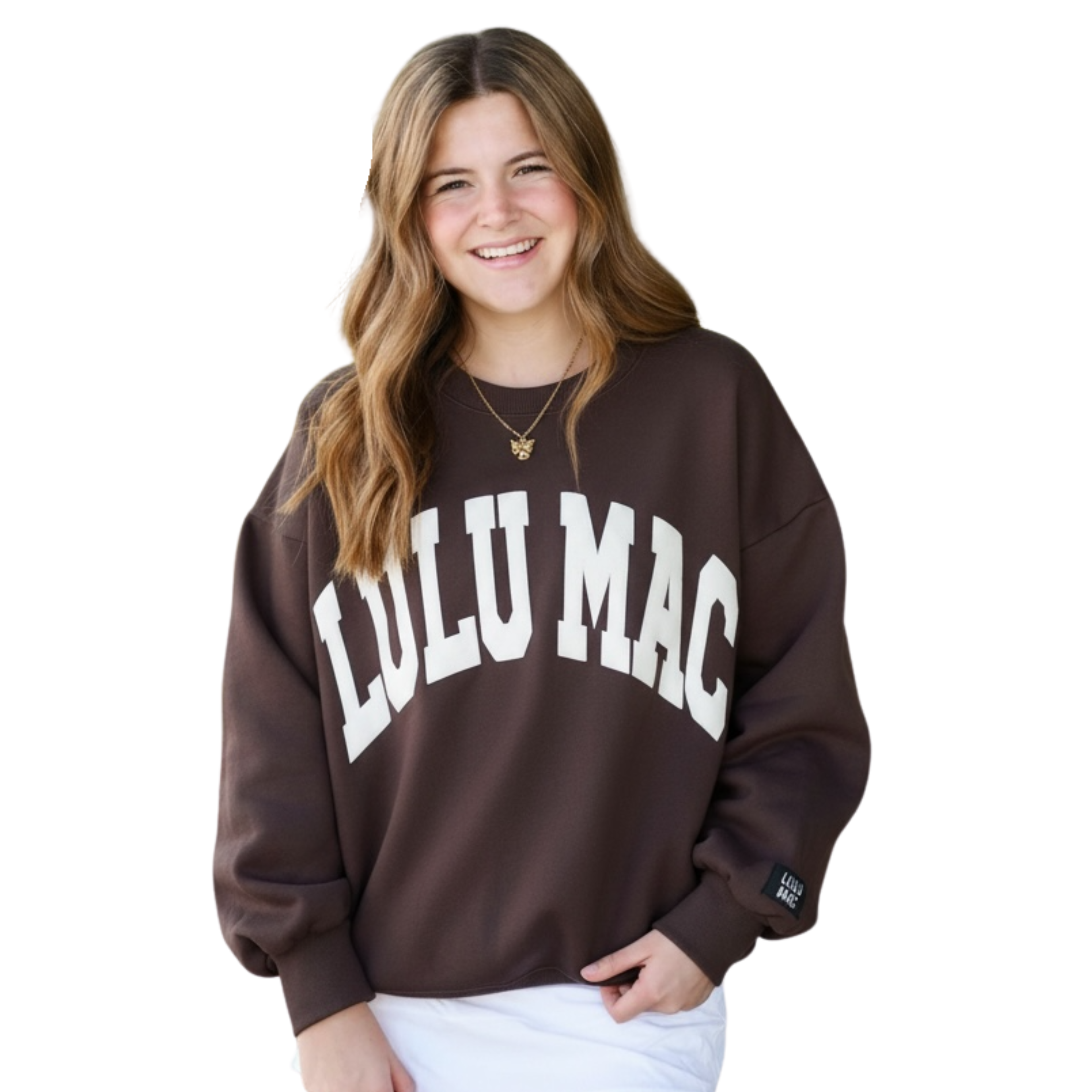 Lulu Mac Sweatshirt Brown/White- Puff T-Shirts, Hoodie | PodTeesHub.com