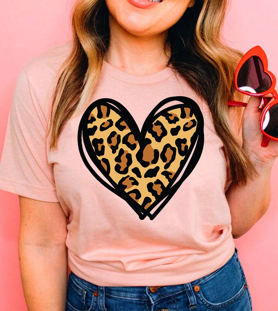 Leopard Heart - Valentine's Day Cute Fun Heart Gift T-Shirt Hoodie, Sweatshirt | PodTeesHub.com