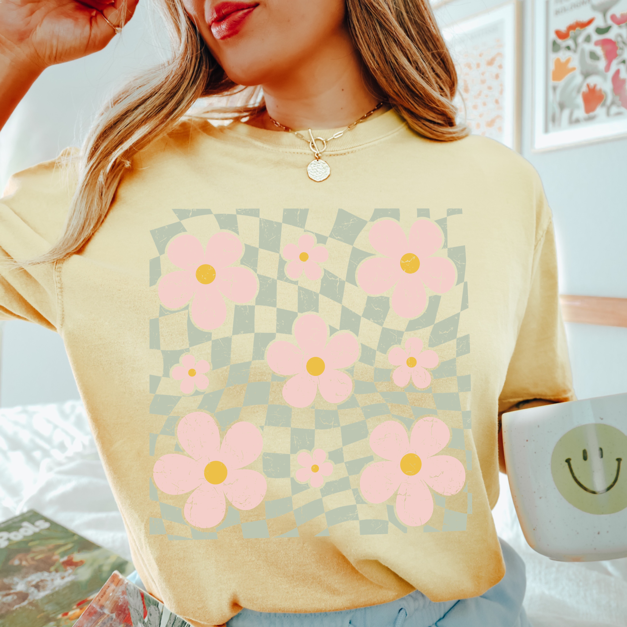 Retro Spring Flowers Comfort Color Graphic Tee Hoodie, Sweatshirt | PodTeesHub.com