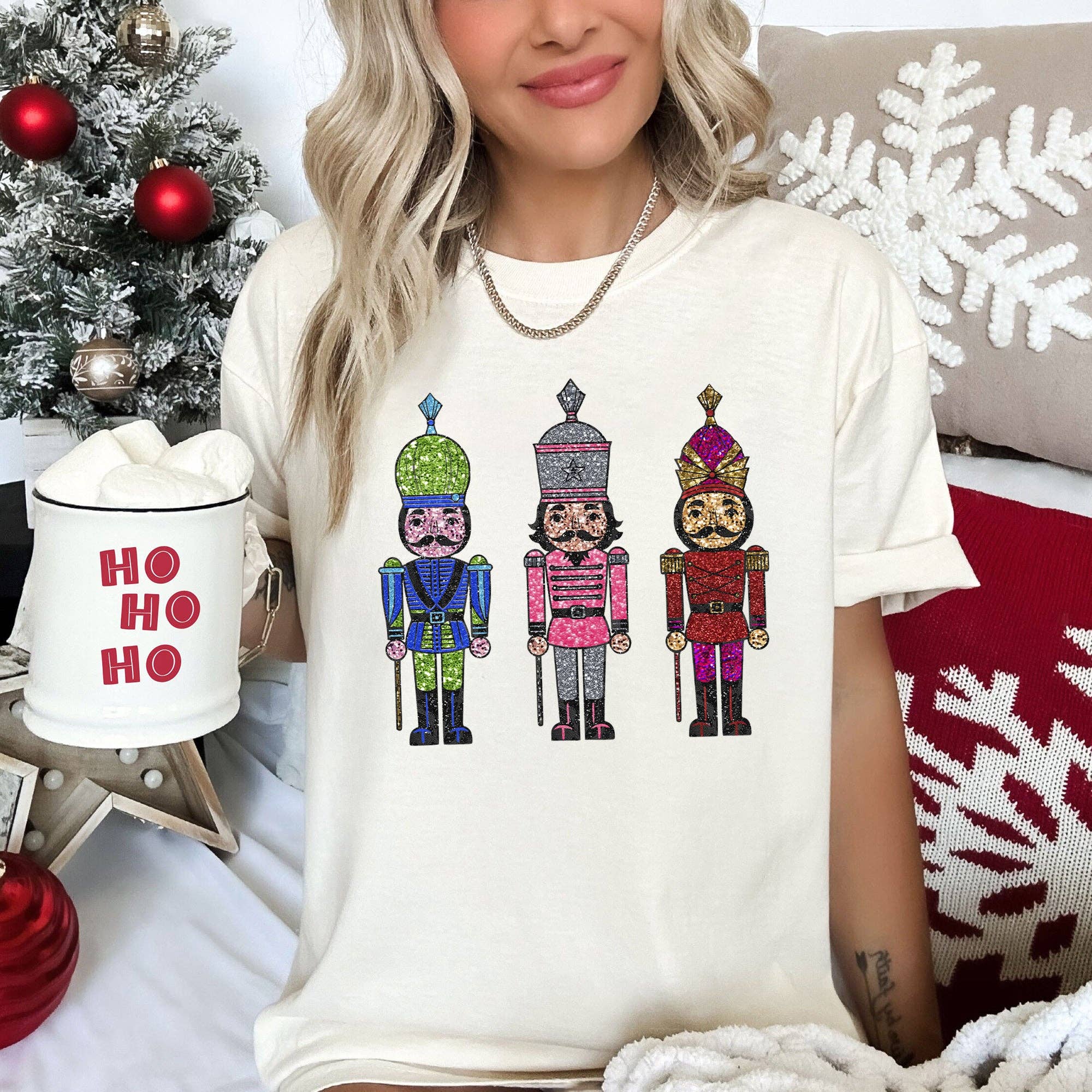 Sparkly Nutcrackers, Glitter Effect, Christmas, Tshirt Hoodie, Sweatshirt | PodTeesHub.com