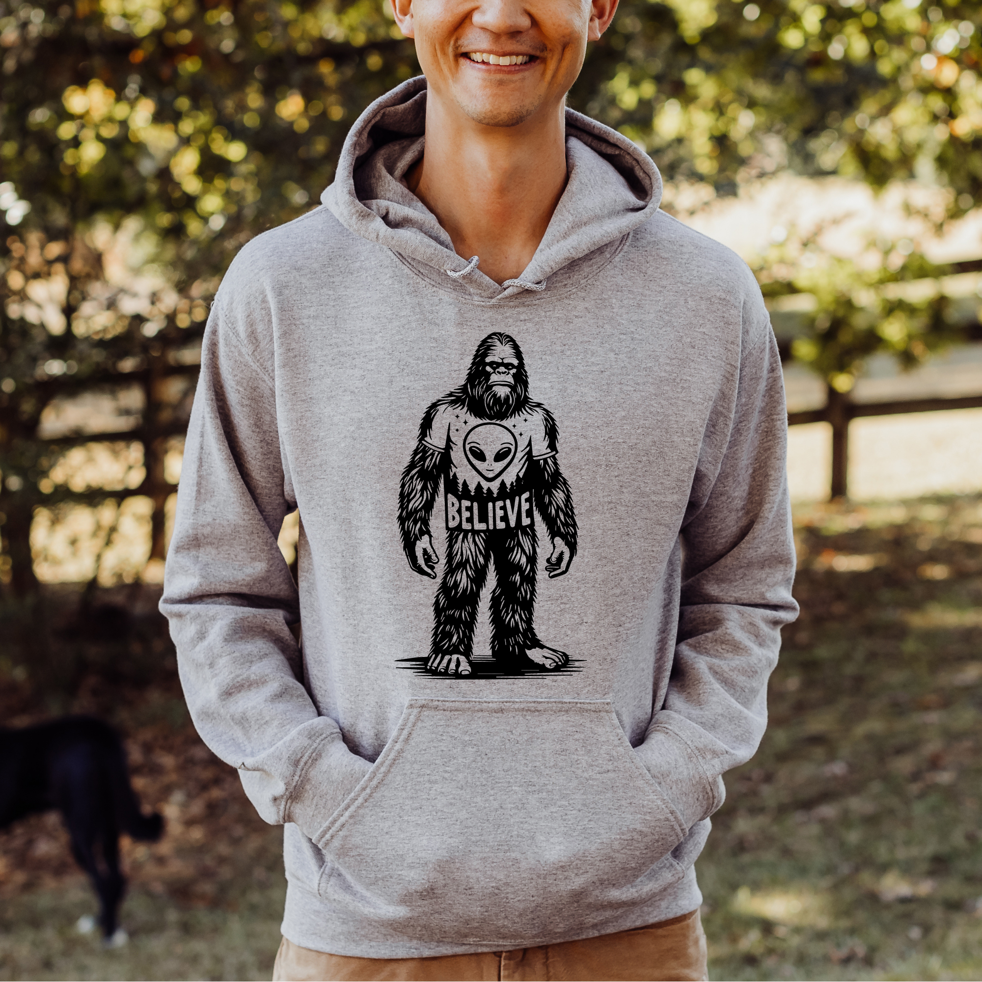 Bigfoot Believes in Aliens Unisex Sweatshirt T-Shirts, Hoodie | PodTeesHub.com