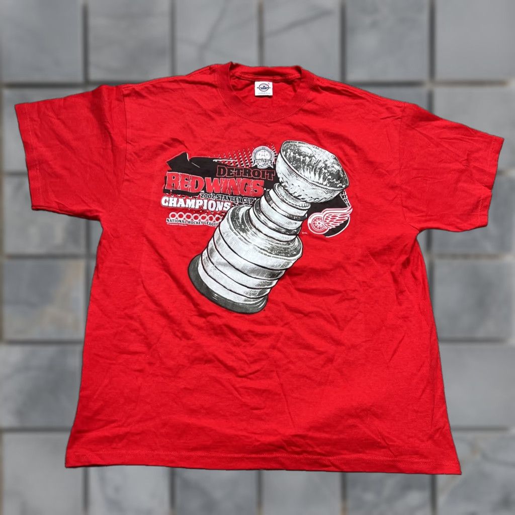 Vintage Detroit Red Wings T Shirt 2002 Stanley Cup Champions Red Xl Mens Crew Neck Short Sle Hoodie, Sweatshirt