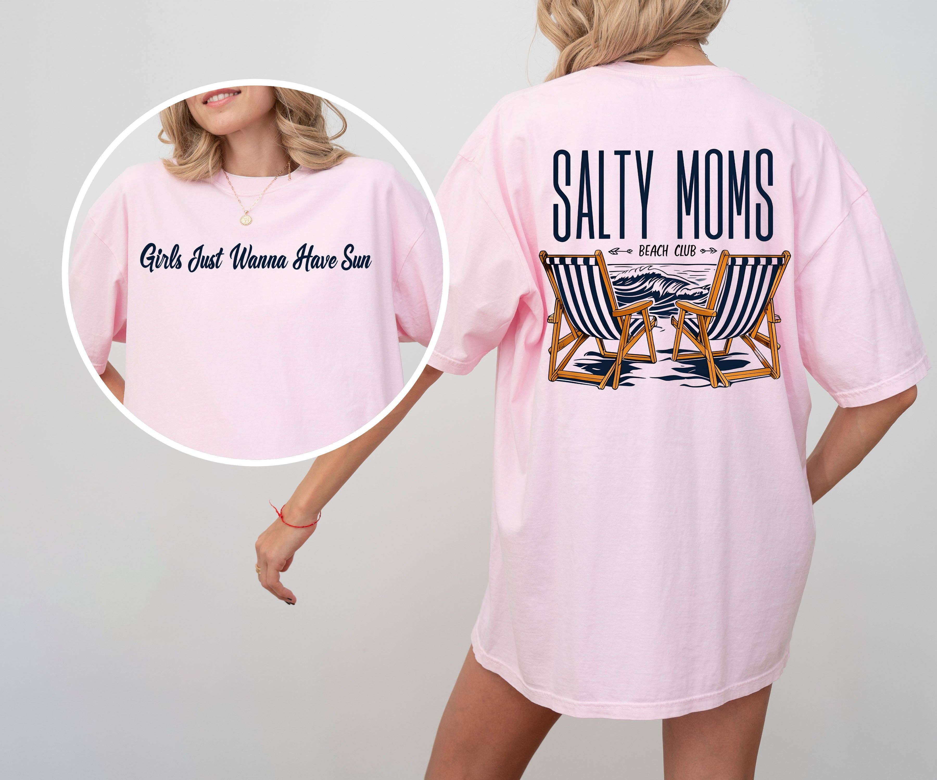 Salty Moms Beach Club, Mother's Day Sun Summer Tshirt Hoodie, Sweatshirt | PodTeesHub.com