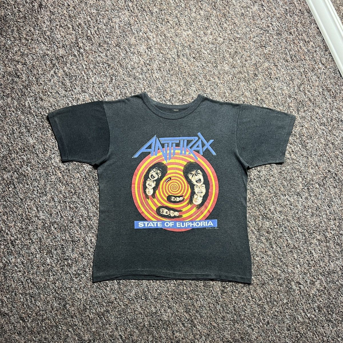 Vintage Washed T Shirt Anthrax Road To Euphoria 1988 89 Hoodie, Sweatshirt | PodTeesHub.com