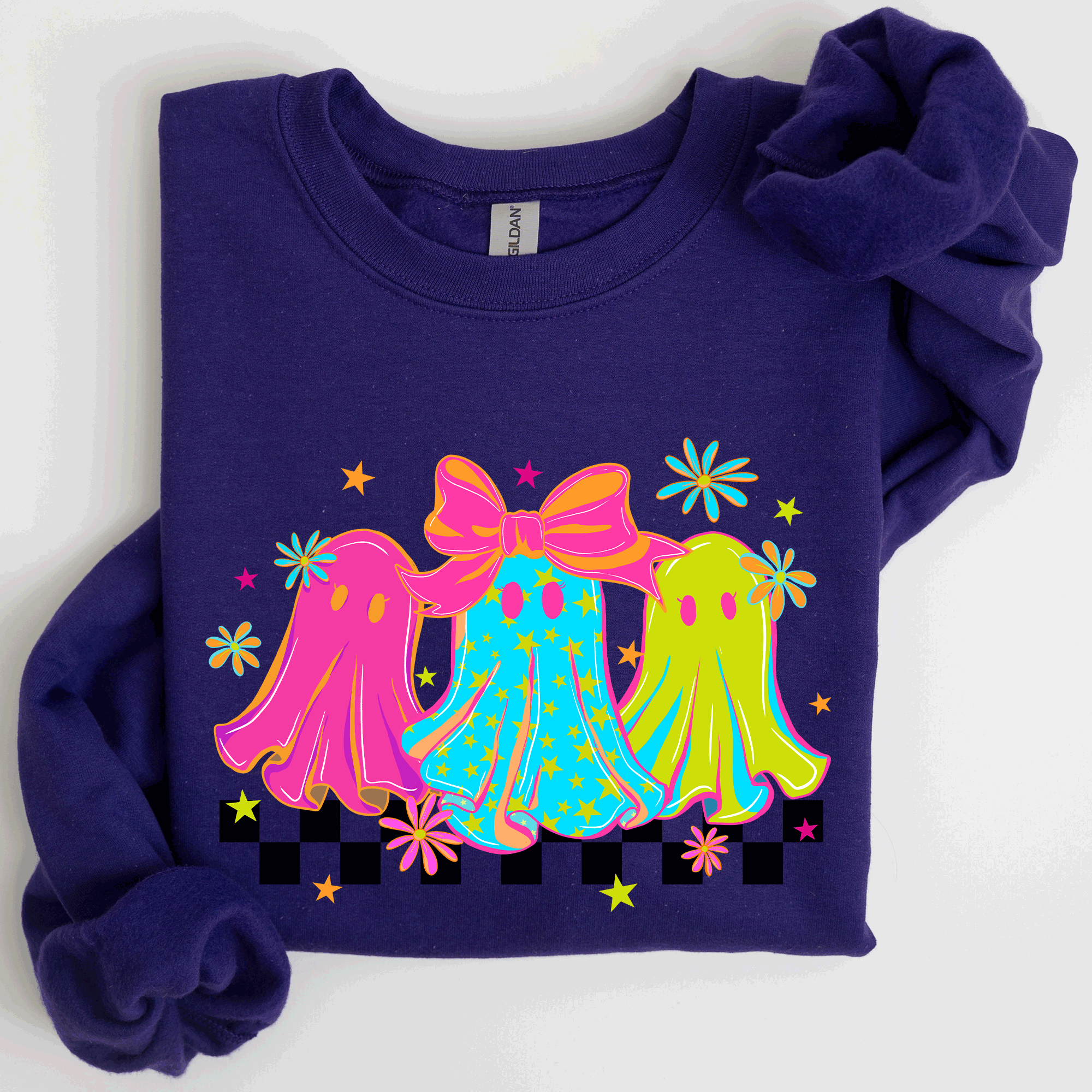 Bright and Colorful, Retro Halloween Ghosts Sweatshirt T-Shirts, Hoodie | PodTeesHub.com