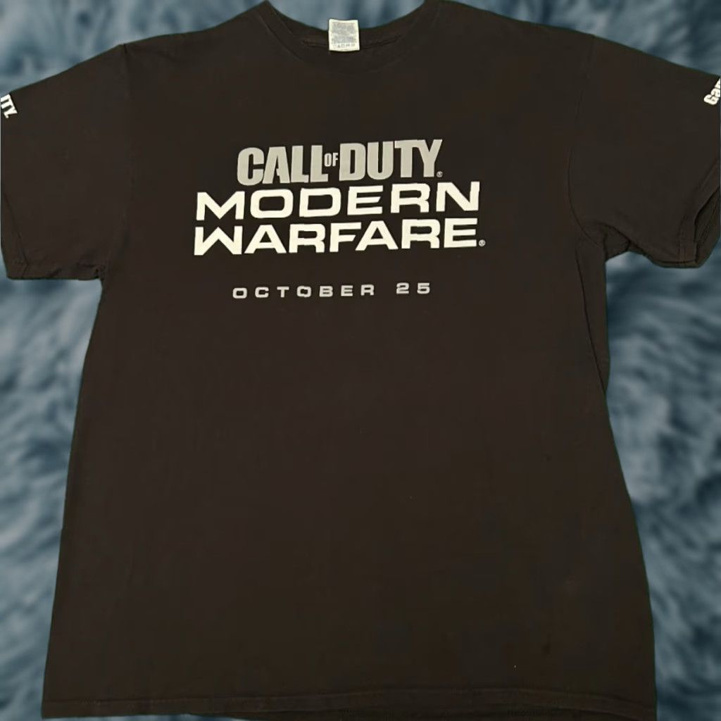 Vintage Call Of Duty Modern Warfare Video Game Promo Shirt Mens L Black Retro 90s Gamer Xbox Hoodie, Sweatshirt