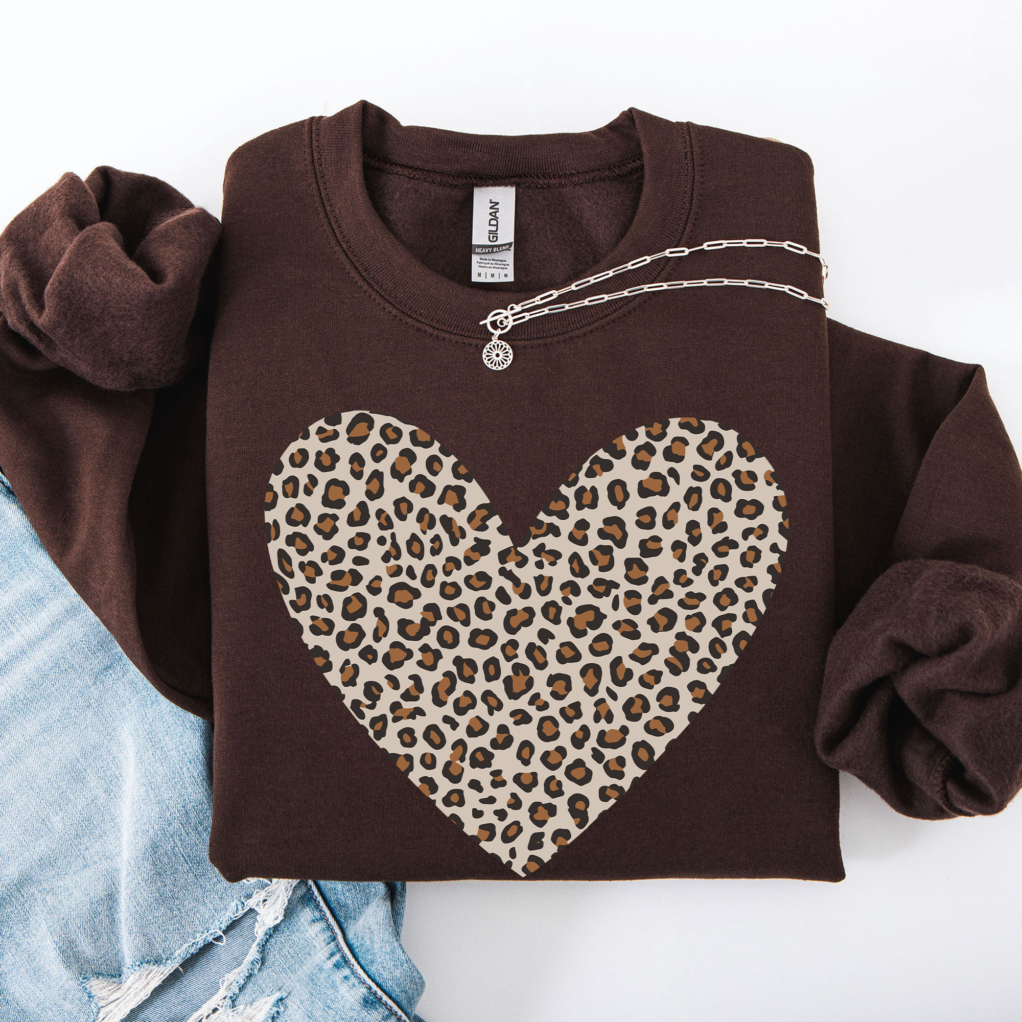 Classic Leopard Print Valentine's Day Heart, Love Sweatshirt T-Shirts, Hoodie | PodTeesHub.com