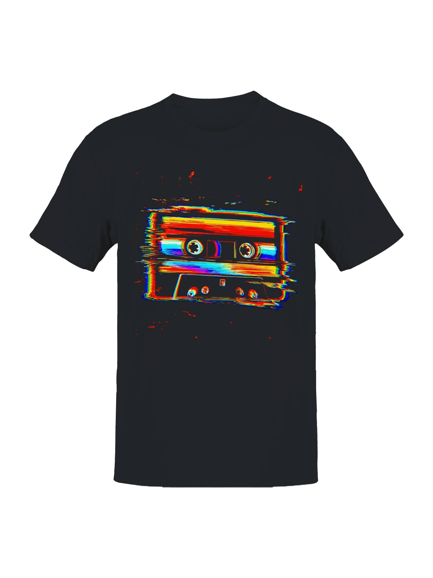 Retro Glitch Cassette Design Men's T-Shirt Hoodie, Sweatshirt | PodTeesHub.com