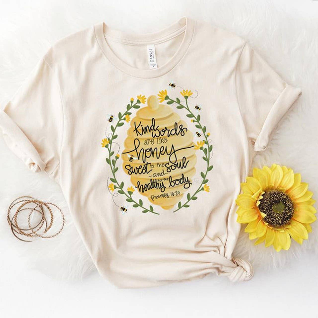 Beehive Kind Words Are Like Honey Everyday Soft Cream Tee Hoodie, Sweatshirt | PodTeesHub.com