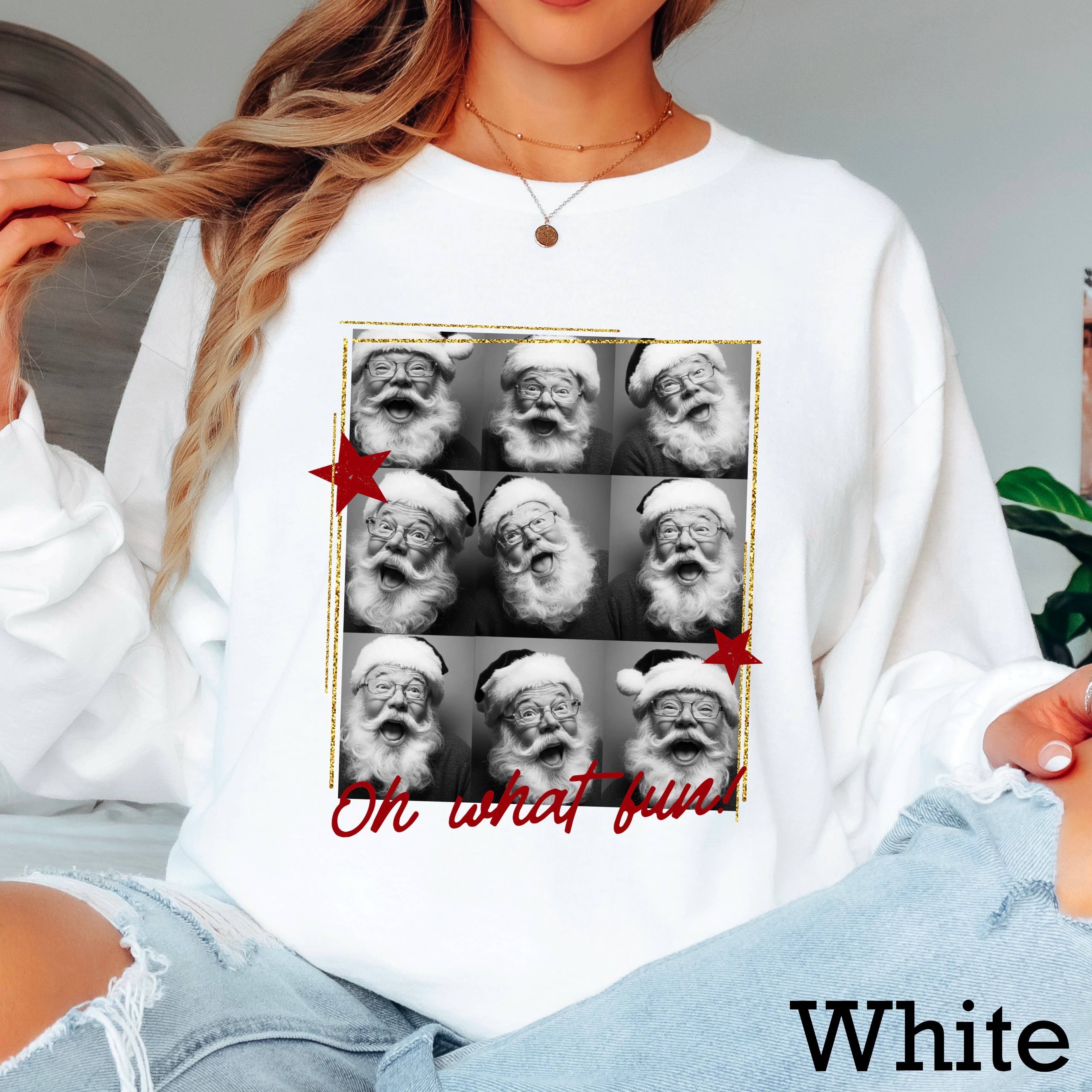 Oh What Fun Santa Christmas Long Sleeve Shirt | Gildan Hoodie, Sweatshirt | PodTeesHub.com