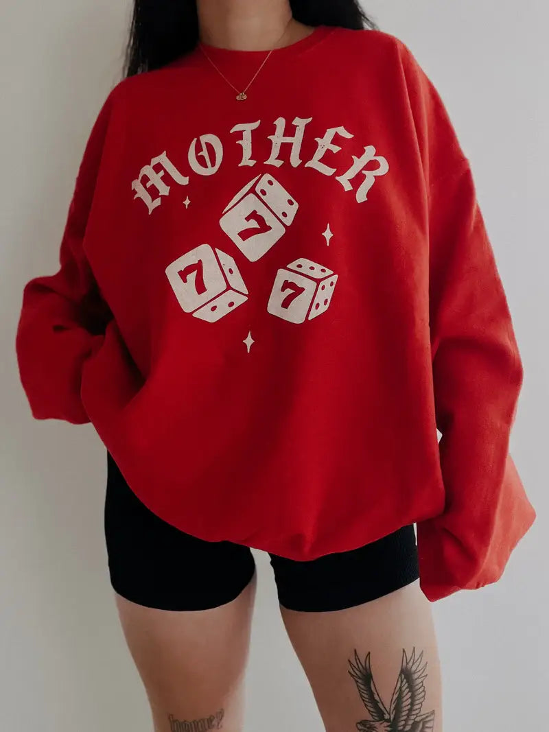 Mother Dice Mom Graphic Sweatshirt - Red T-Shirts, Hoodie | PodTeesHub.com