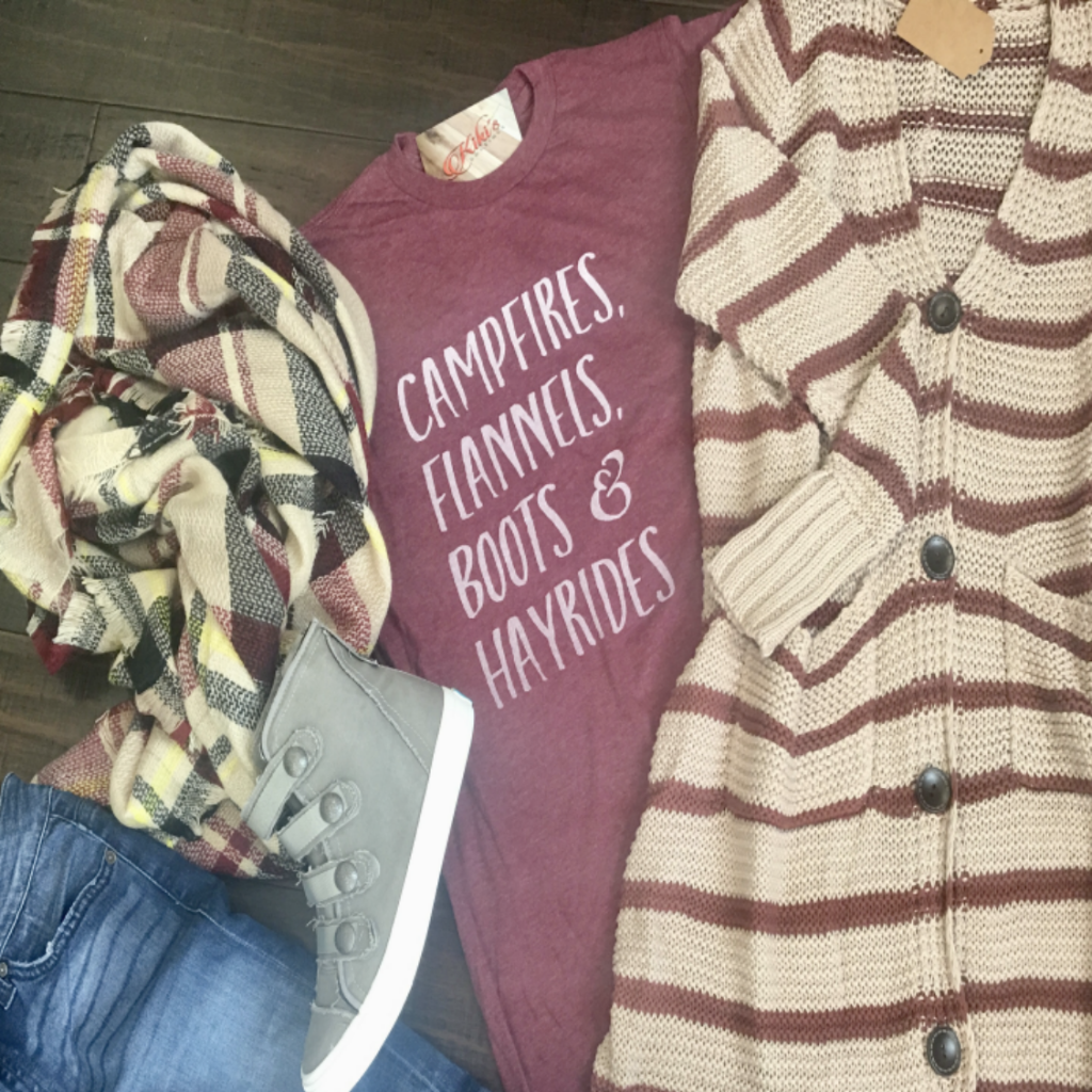 Campfires, Flannels, Boots, & Hayrides Tee Hoodie, Sweatshirt | PodTeesHub.com