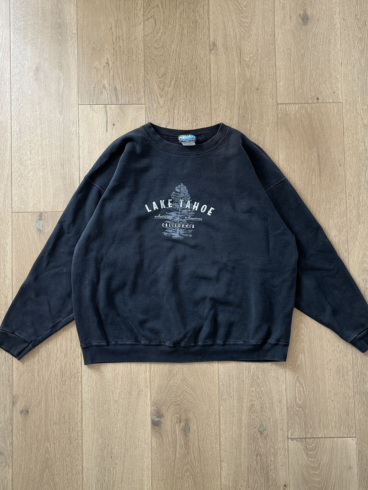 Vintage Made In Usa Faded Black Graphic Crewneck Lake Tahoe T-Shirts, Hoodie, Sweatshirt | PodTeesHub.com