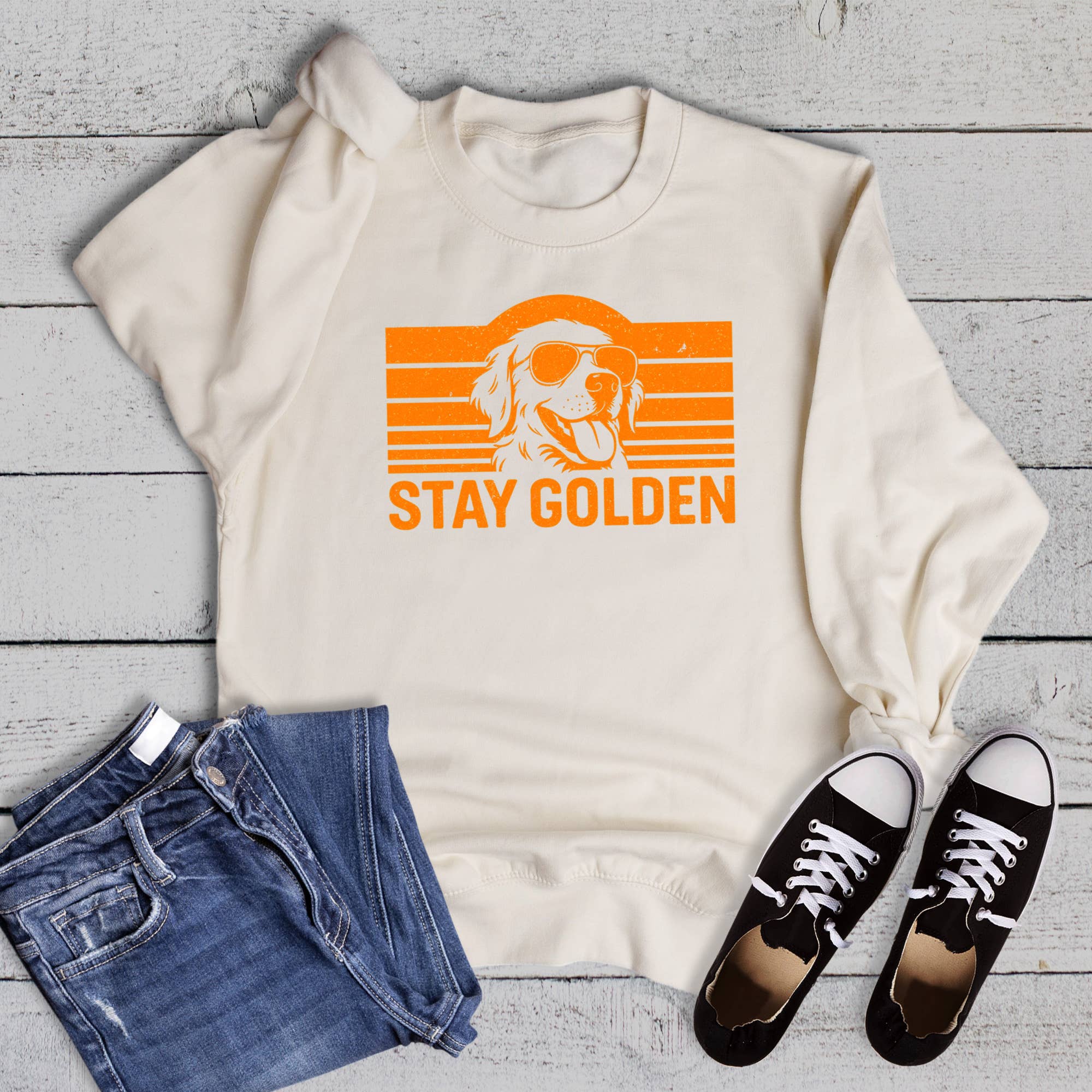 Funny Pets Stay Golden Sweatshirt T-Shirts, Hoodie | PodTeesHub.com