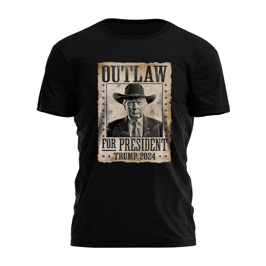 Outlaw For President - Trump 2024 Wanted Poster Tee - 2495 Hoodie, Sweatshirt | PodTeesHub.com
