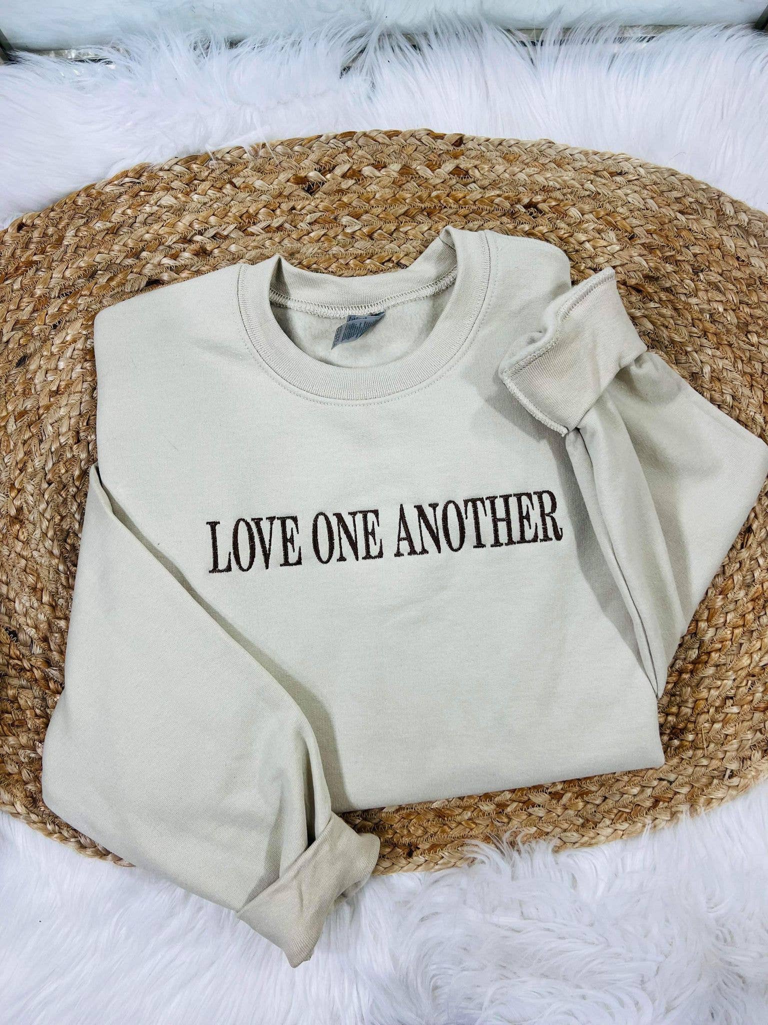 Love One Another Simple Embroidered Sweatshirt T-Shirts, Hoodie | PodTeesHub.com