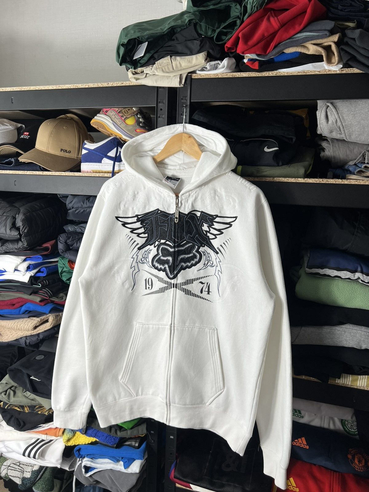 Racing Vintage Fox Racing Zip Hoodie Motocross Graphics Streetwear T-Shirts, Sweatshirt | PodTeesHub.com